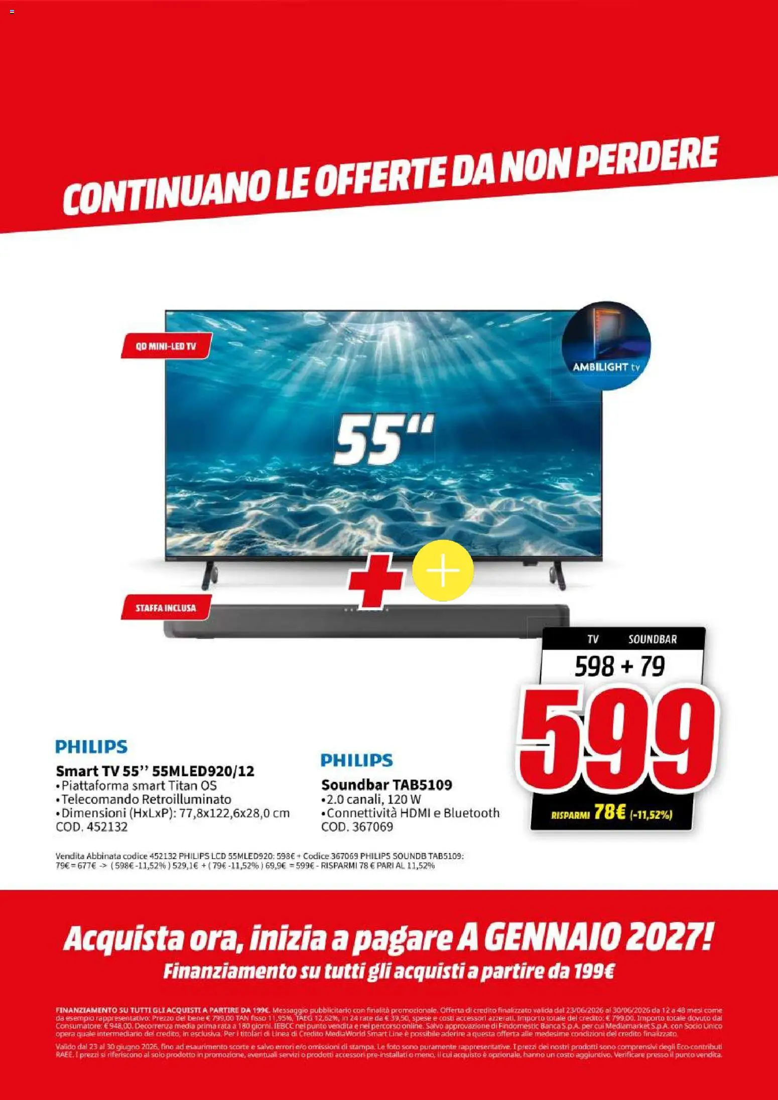 Volantino Media World del 23/06/2026 | Pagina: 52 | Prodotti: Telecomando, smart TV, Soundbar, TV
