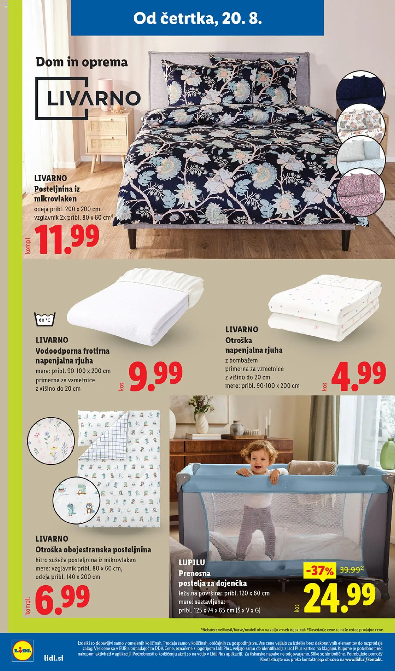 Novi Lidl katalog ponudbe – veljaven od 20.08.2026 | Stran: 32 | Izdelki: Vzglavnik, Postelja, Odeja, Posteljnina