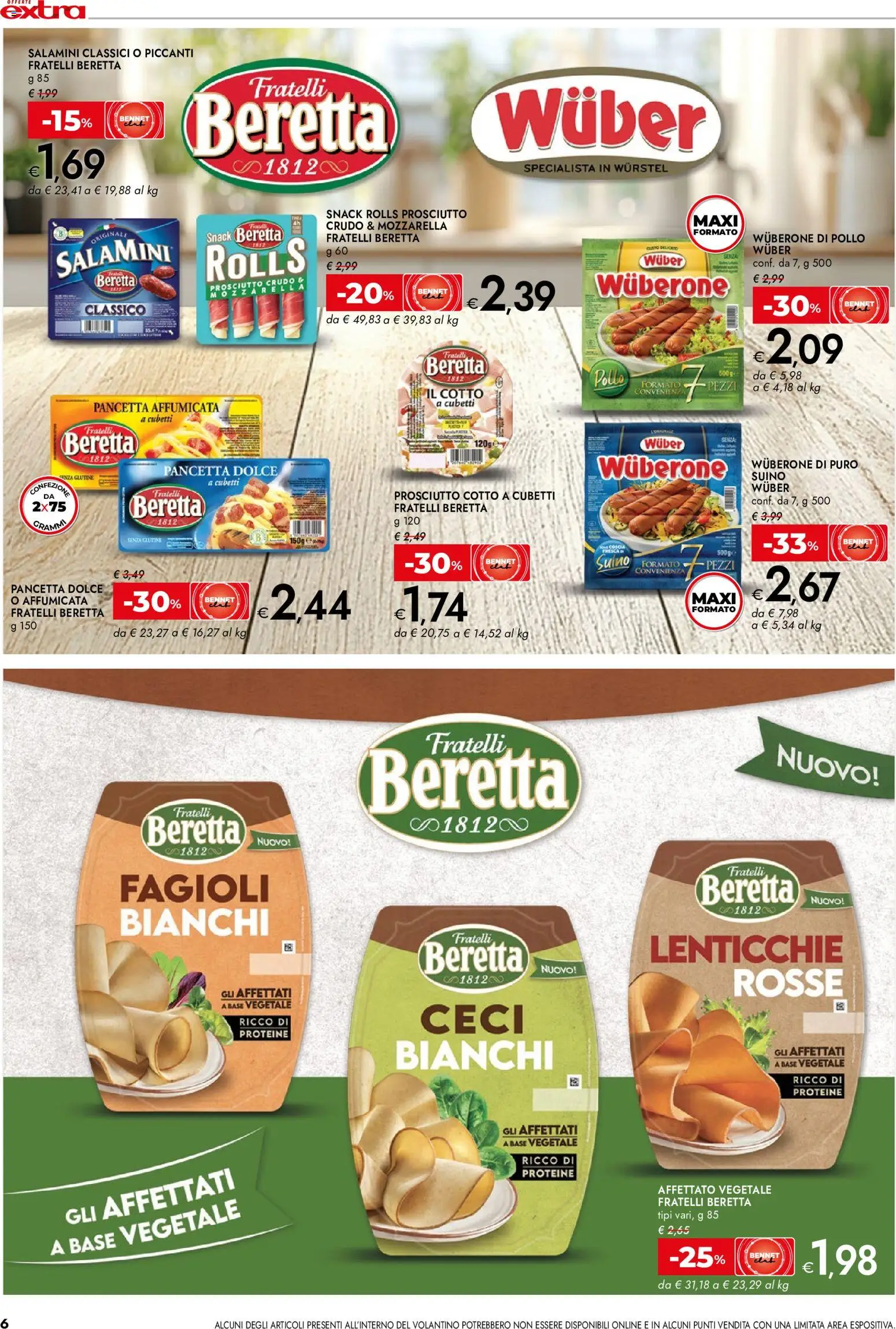 Volantino bennet del 30/07/2026 | Pagina: 6 | Prodotti: Prosciutto Cotto, Ceci, Prosciutto, Wurstel