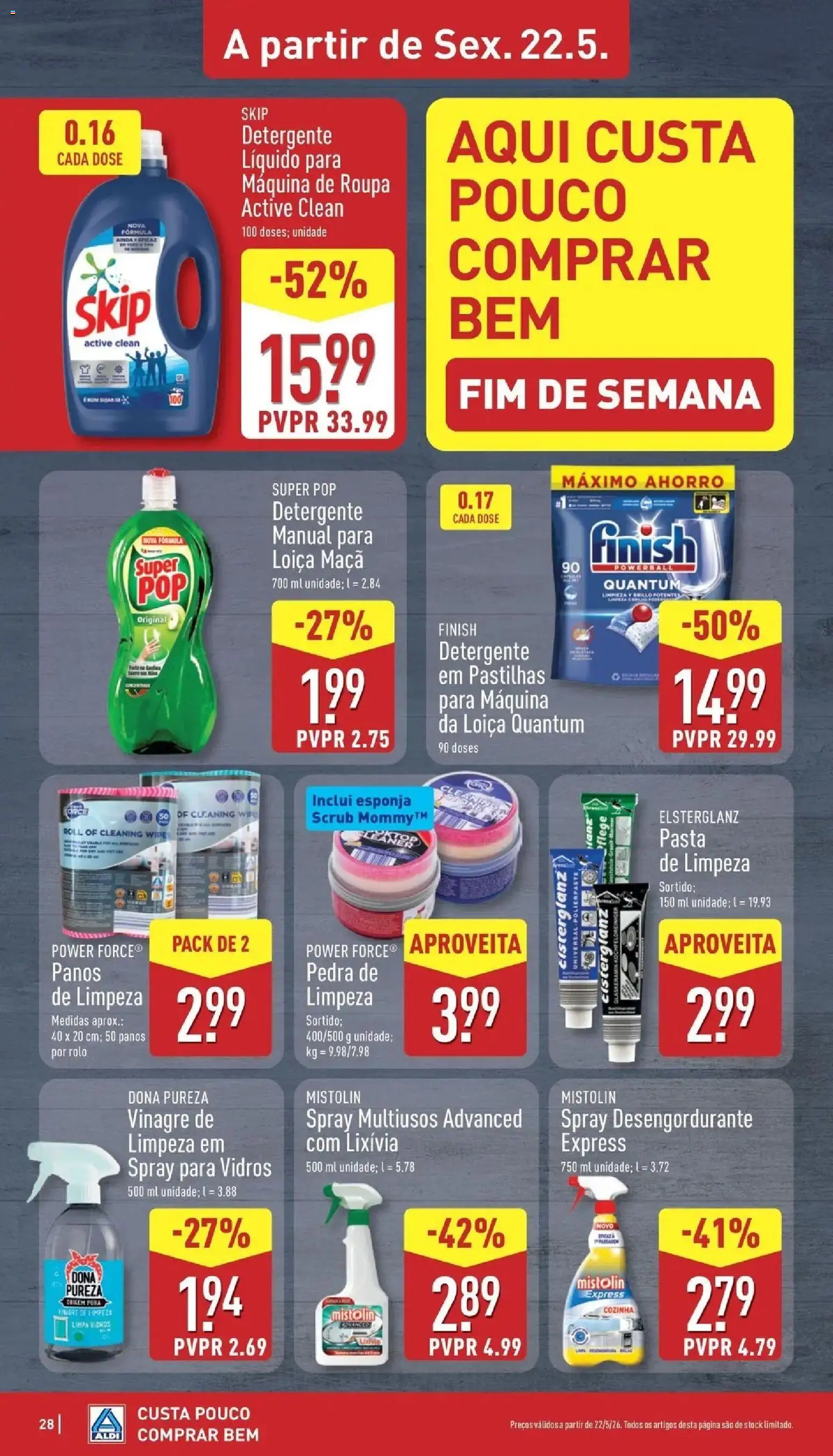 Aldi - Folheto Aldi │ válido de 18.05.2026 | Página: 28 | Produtos: Vinagre, Detergente, Limpa vidros, Maça