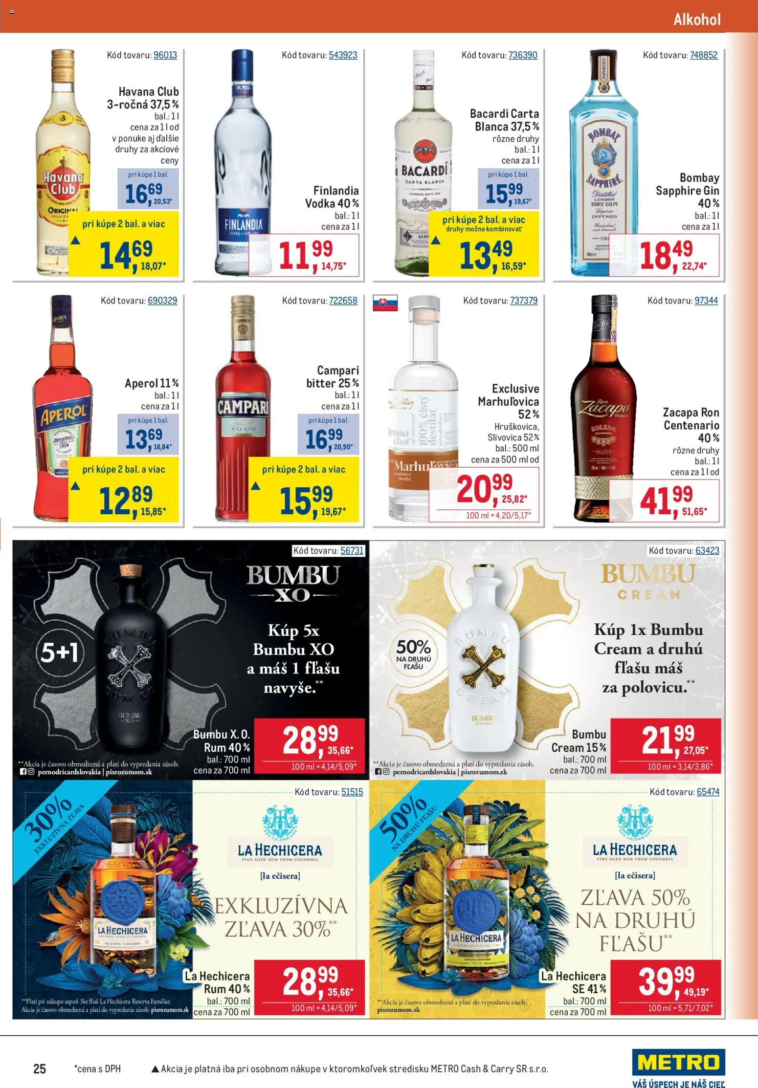 Nové Metro akcie – leták je platný od 12.08.2026 | Strana: 25 | Produkty: Gin, Havana, Alkohol, Rum