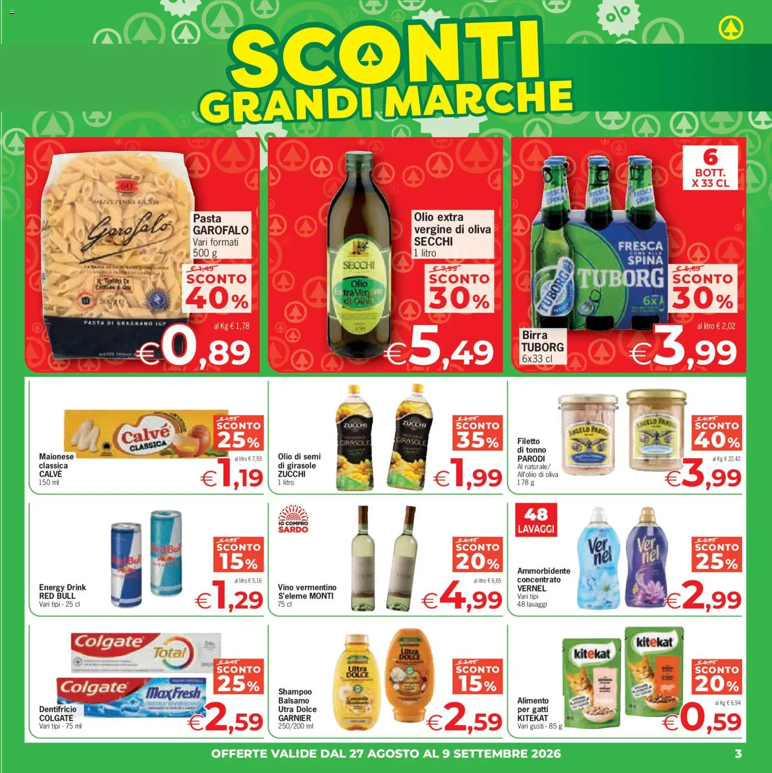 Volantino Eurospar del 27/08/2026 | Pagina: 3 | Prodotti: Balsamo, Dentifricio, Birra, Maionese