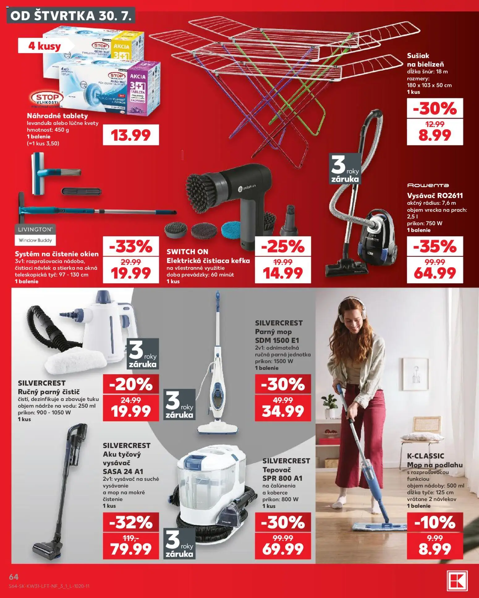 Nové Kaufland akcie – leták je platný od 30.07.2026 | Strana: 64 | Produkty: Tepovač, Parný čistič, Aku, Rowenta