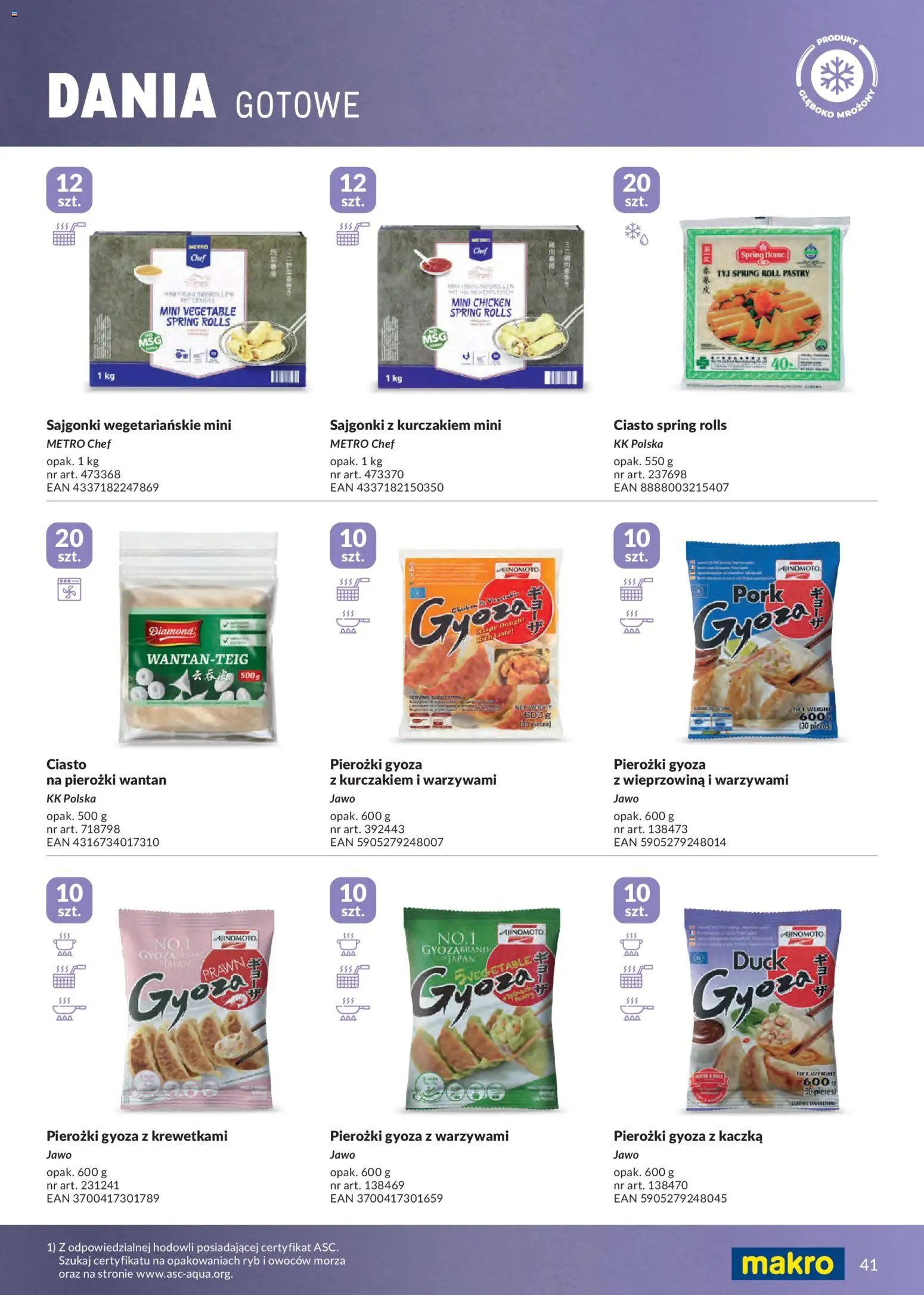 Makro gazetka - Mrożonki od 01.05.2026 | Strona: 41 | Produkty: Kaczka, Gyoza, Sajgonki, Wieprzowina