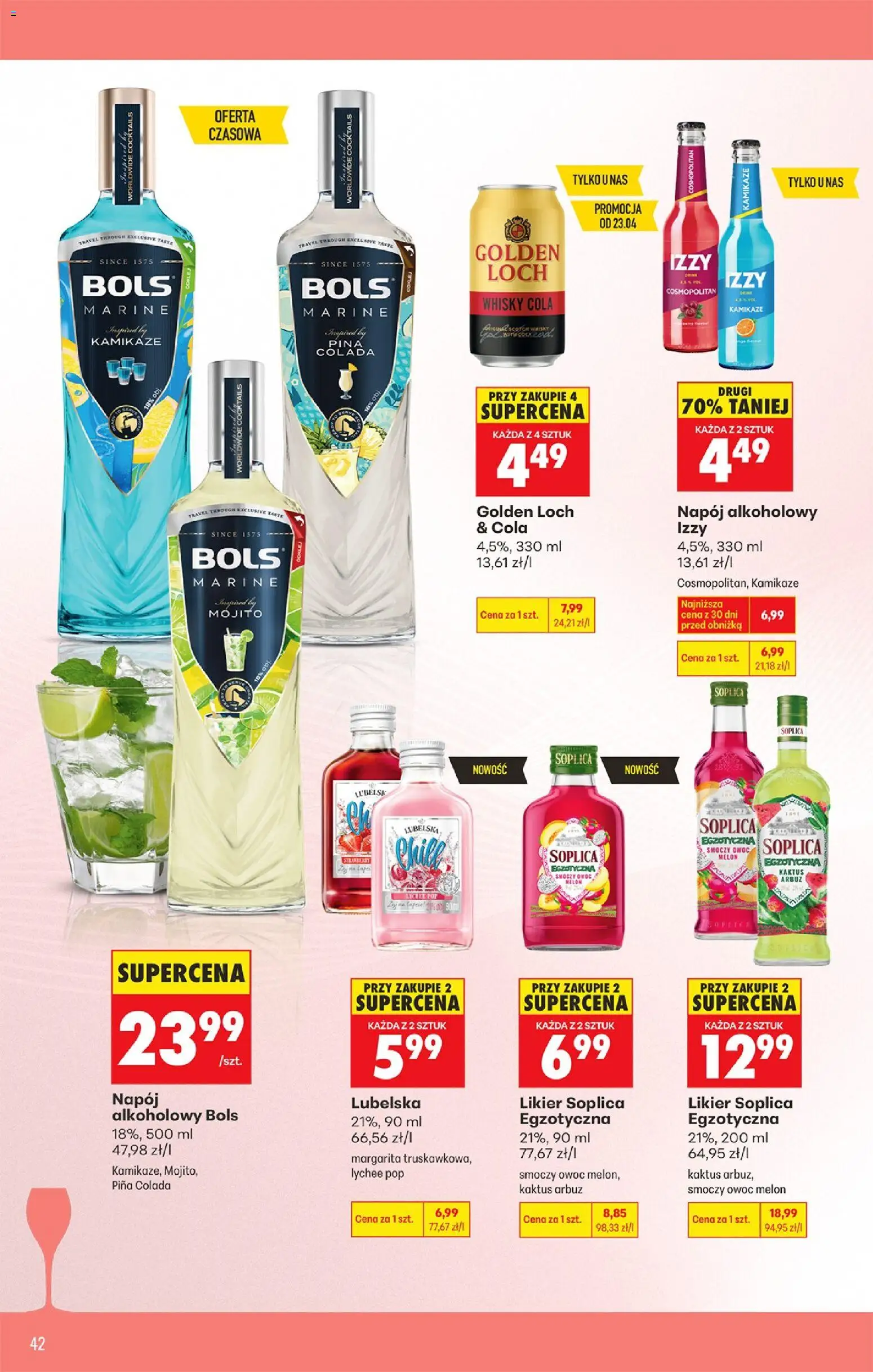 Biedronka Polsko leták - Czas na toast od 20.04.2026 | Strana: 42 | Produkty: Whisky, Piña colada, Mojito, Cola