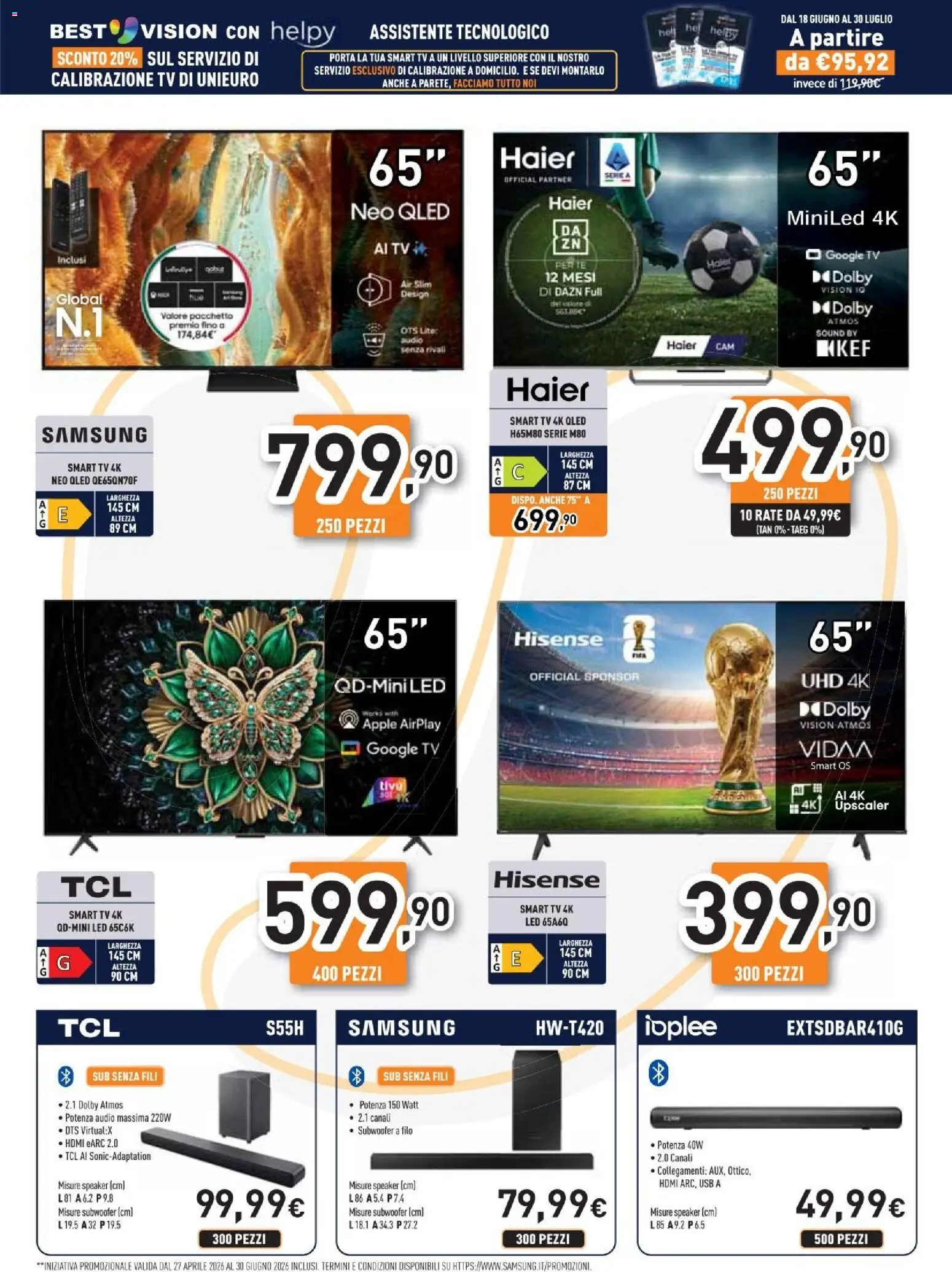 Volantino Unieuro del 26/06/2026 | Pagina: 4 | Prodotti: Tè, Audio, Speaker, USB