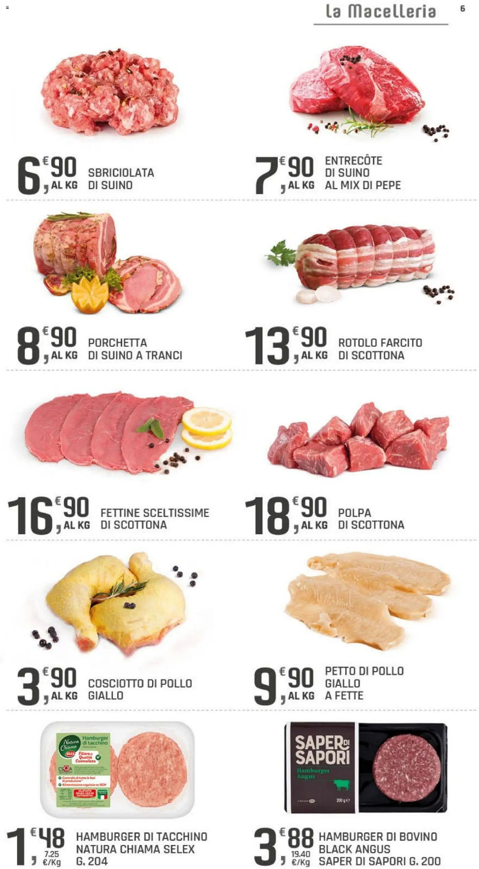 Volantino DOK del 06/10/2026 | Pagina: 6 | Prodotti: Bovino, Porchetta, Tacchino, Hamburger
