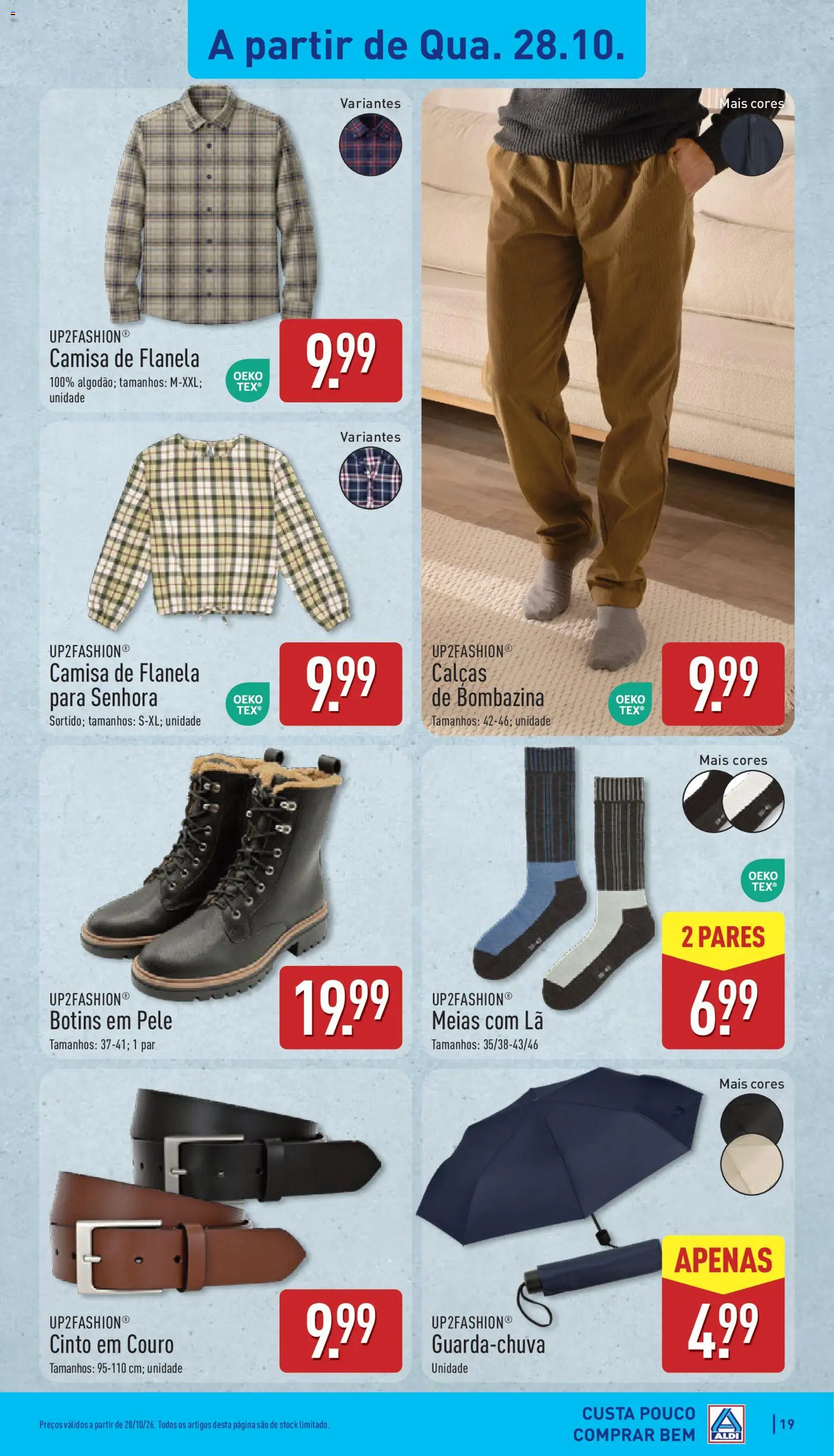 Aldi folheto │ válido de 26/10/2026 | Página: 19 | Produtos: Guarda-chuva, Cinto, Botins, Camisa