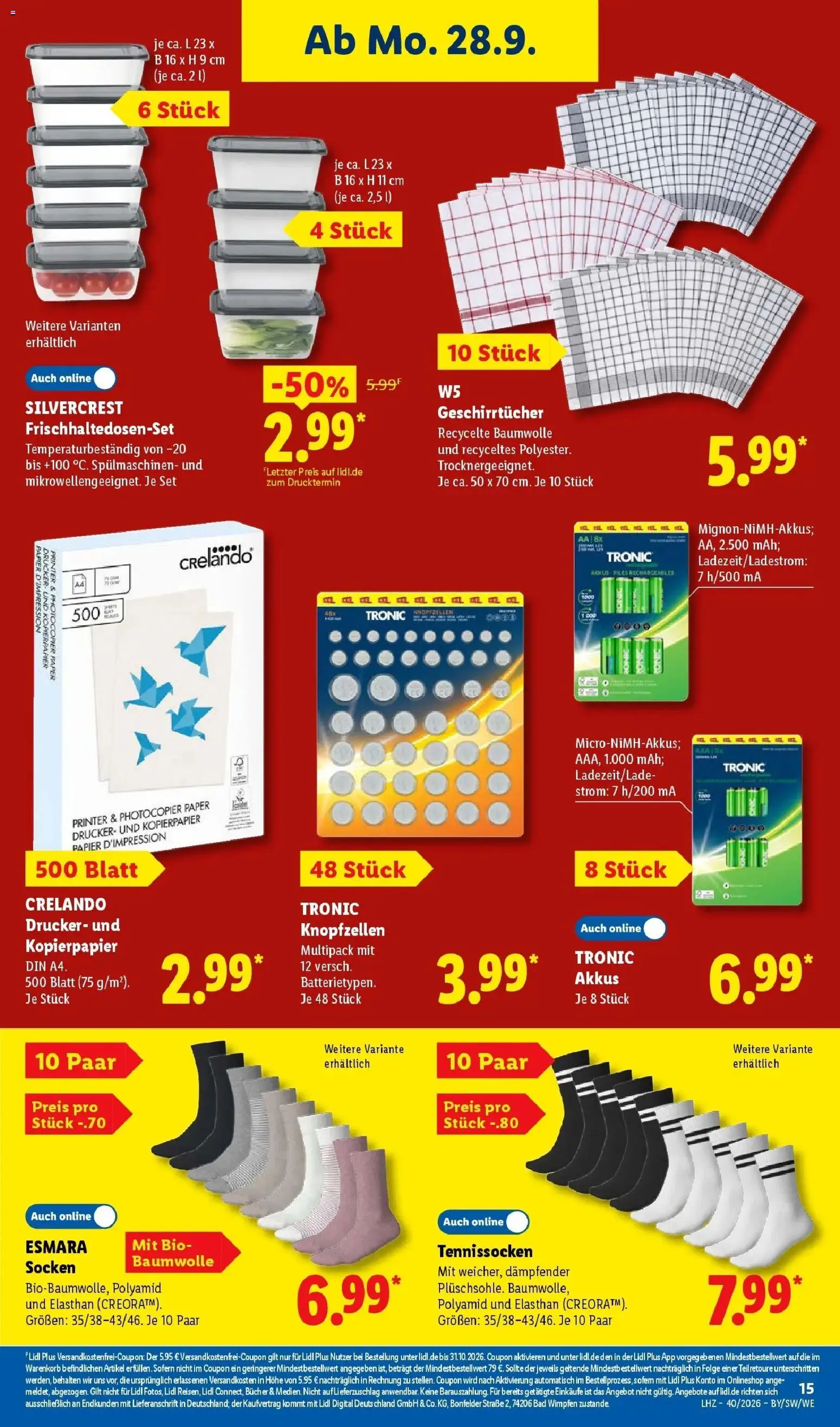 Lidl Prospekt München-laim (ab 28.09.2026) zum Blättern » Angebote | Seite: 31 | Produkte: Bad, Socken, Drucker