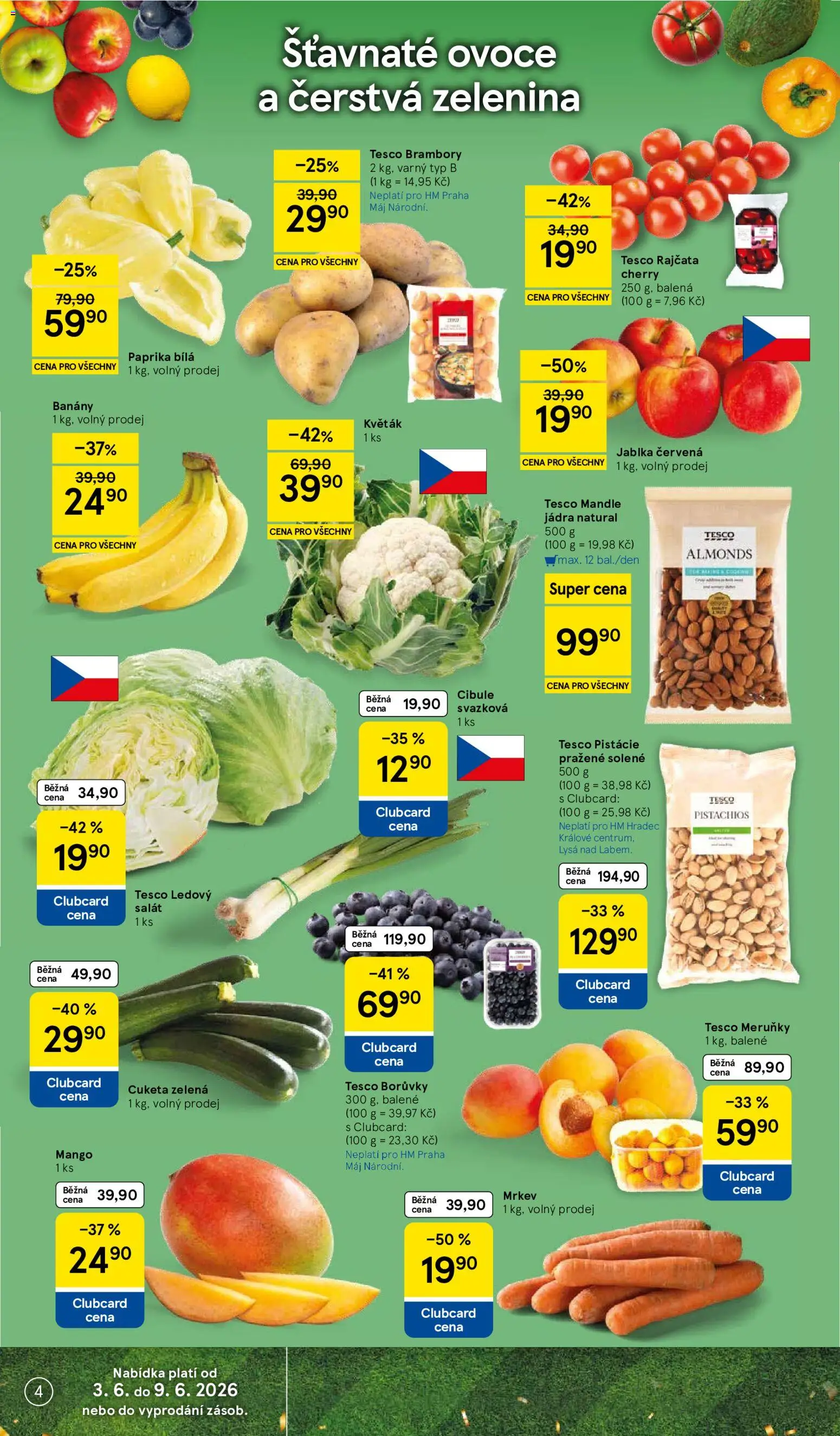 Tesco leták - Hypermarket od 03.06.2026 | Strana: 4 | Produkty: Květák, Brambory, Paprika bílá, Meruňky