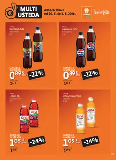 Studenac Multi Ušteda - Pregled kataloga iz trgovine Studenac, vrijedi od 20.05.2026 | Stranica: 14 | Proizvodi: Pepsi, Ledeni čaj, Čaj, Voda