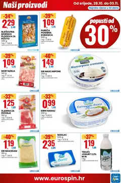 MASLAC, MASLAC 500 g - Pregled kataloga iz trgovine Eurospin, vrijedi od 28.10.2026 | Stranica: 3 | Proizvodi: Rižoto, Tekuci jogurt, Mascarpone, Maasdam sir