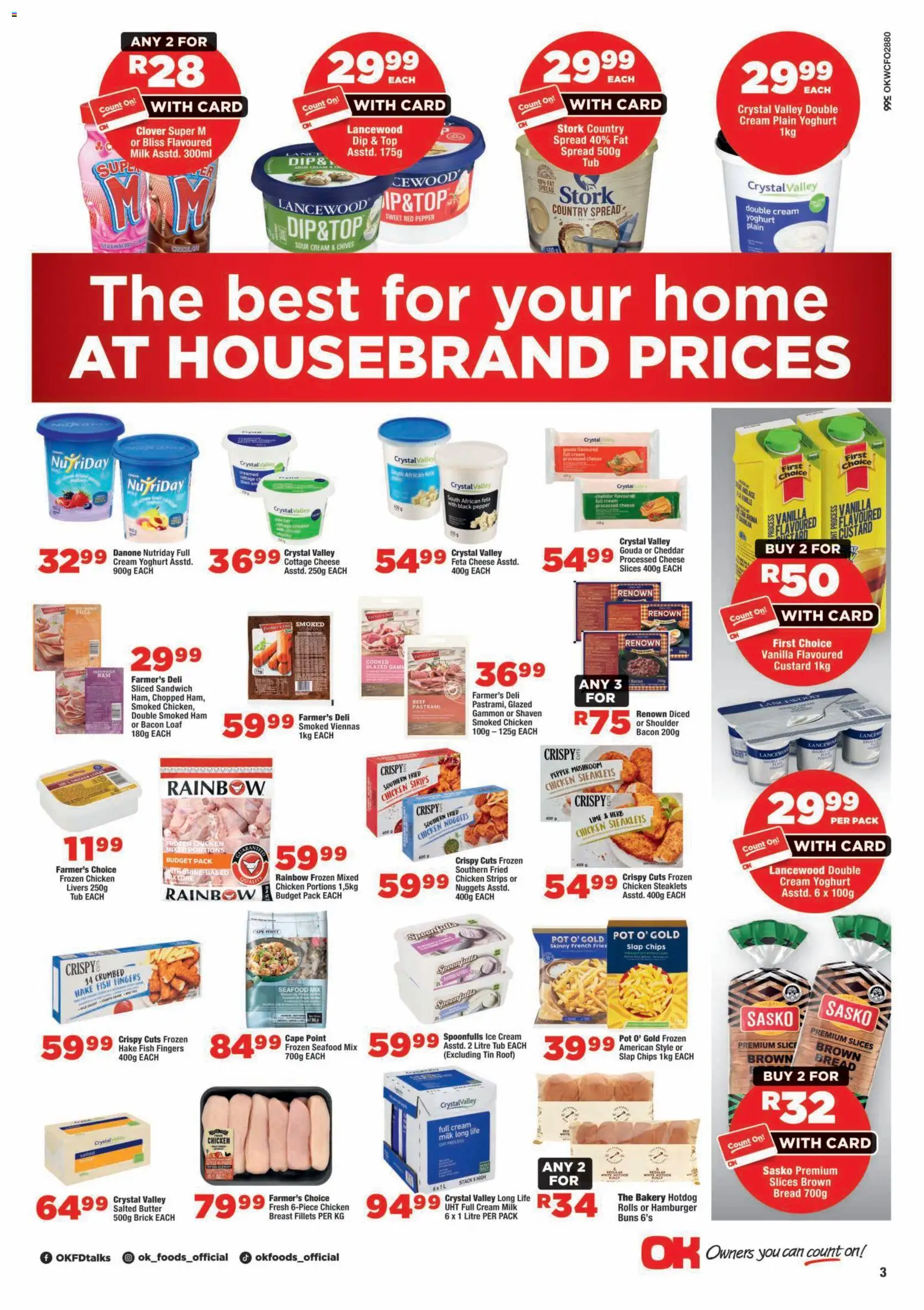 New OK Foods catalogue – valid from 12/08/2026 | Page: 3 | Products: Chicken strips, Beef, Cheddar, Pepper