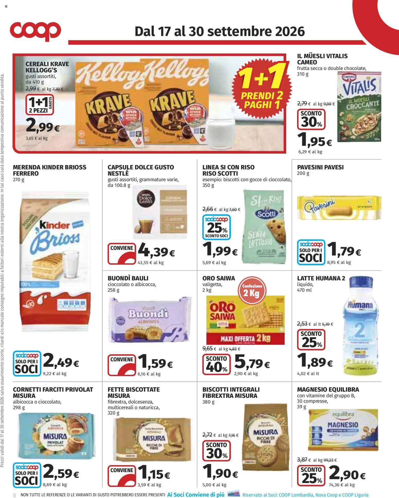 Volantino COOP del 17/09/2026 | Pagina: 8 | Prodotti: Muesli, Riso, Frutta, Fette biscottate