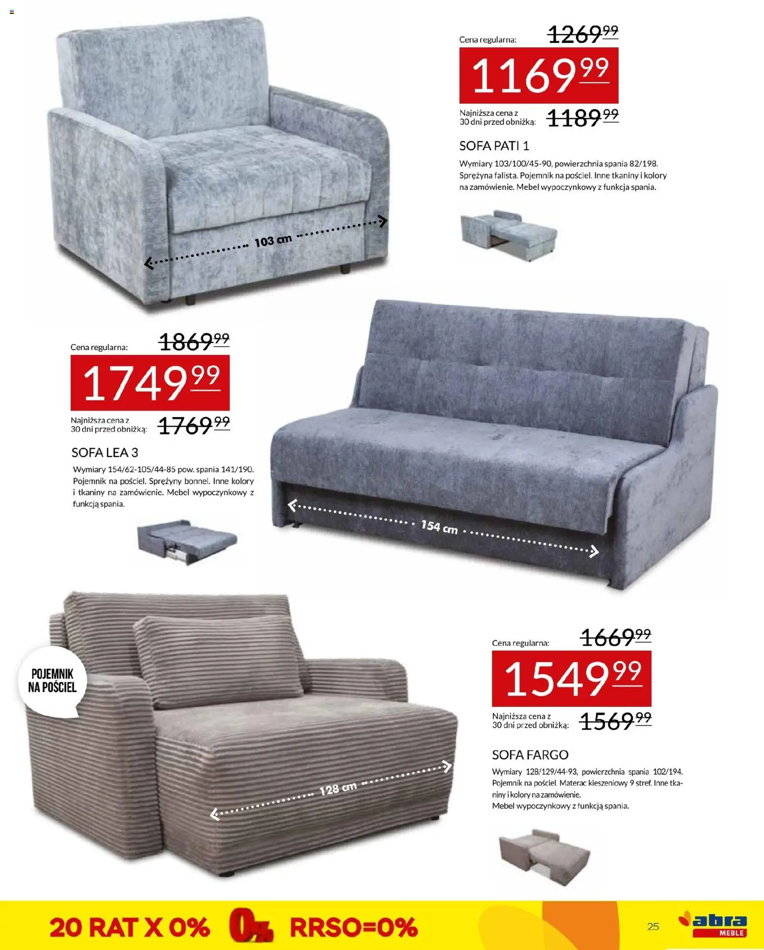 Abra meble gazetka od 14.10.2026 | Strona: 25 | Produkty: Pościel, Materac, Sofa