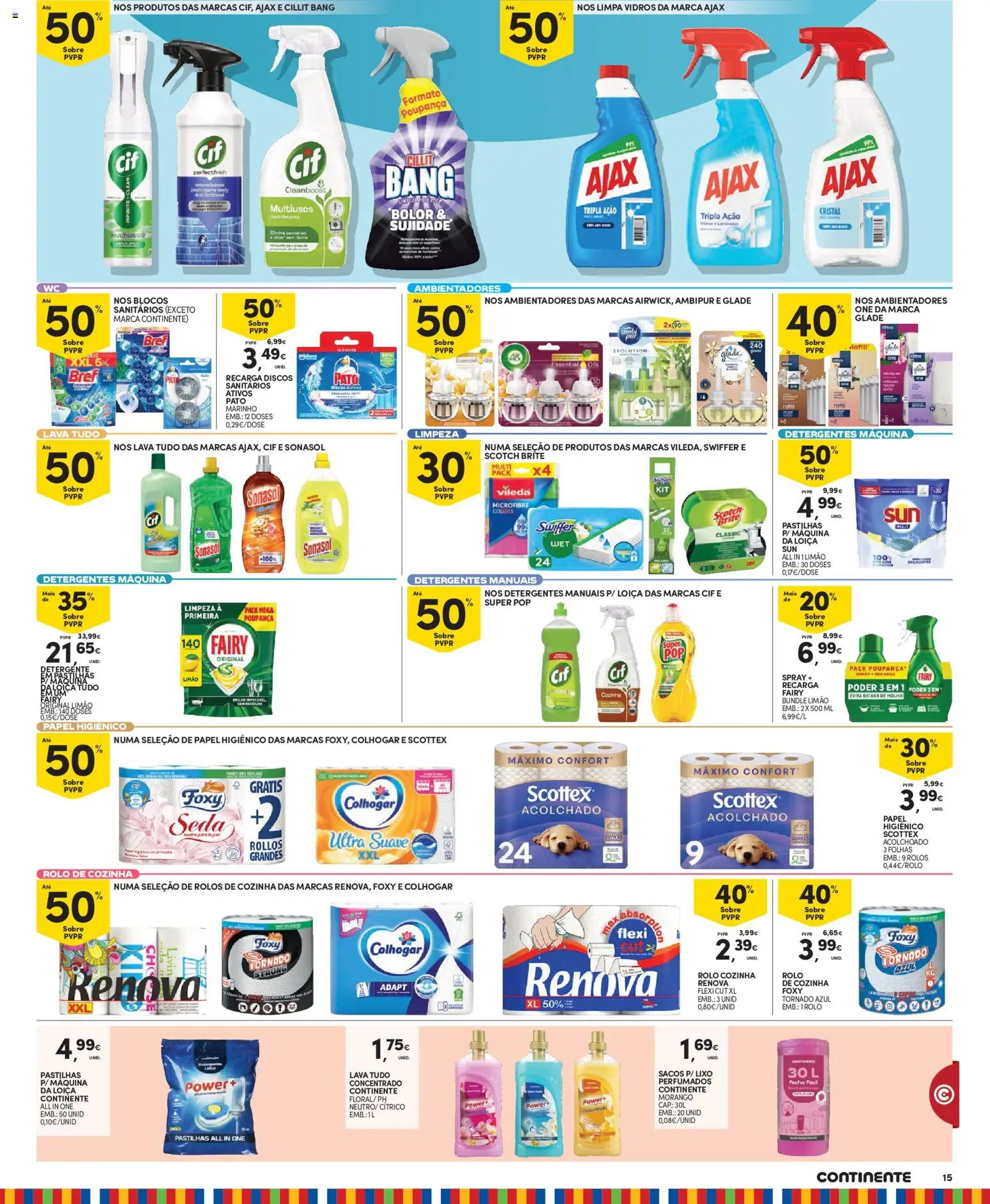 Continente folheto Madeira │ válido de 27/10/2026 | Página: 15 | Produtos: Papel higiénico, Pato, Detergente, Limpa vidros