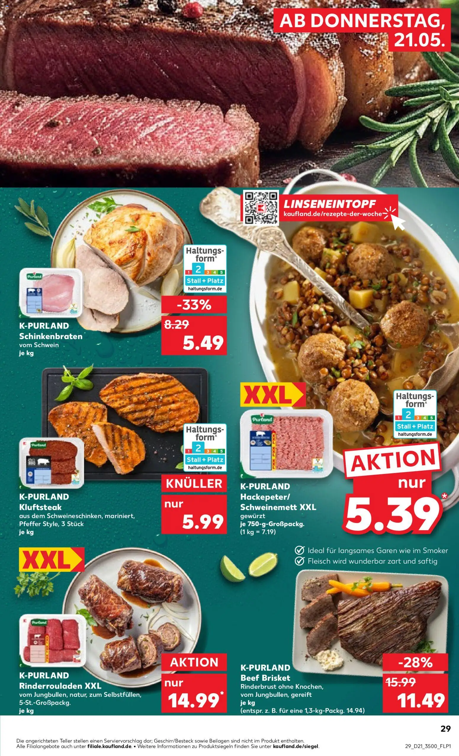 Kaufland Prospekt Jena	 – gültig ab 21.05.2026 | Seite: 29 | Produkte: Rinderrouladen, Pfeffer, Steak, Fleisch