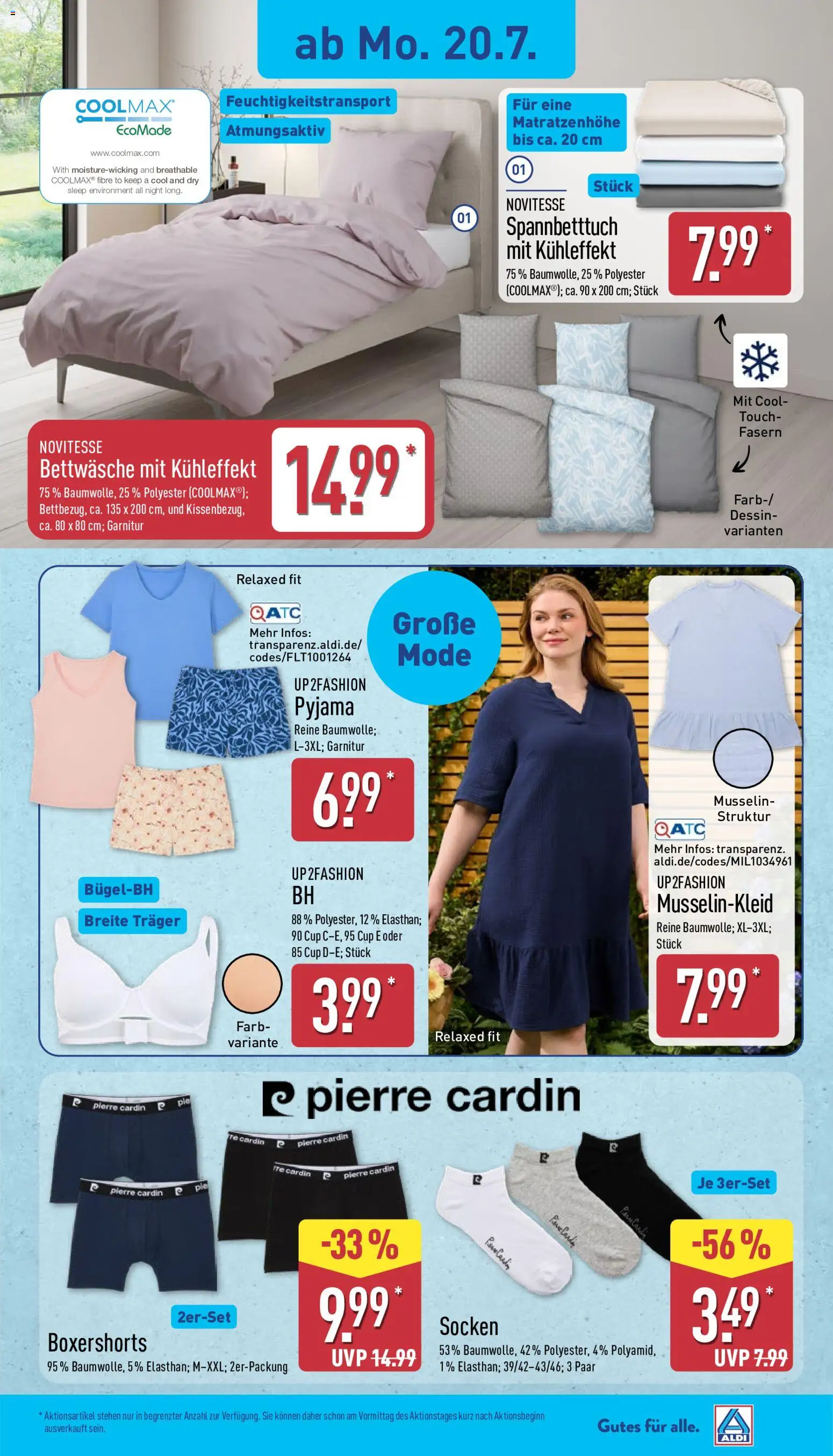 Aldi Ausblick – gültig ab 20.07.2026 | Seite: 7 | Produkte: Up2fashion, Bettwäsche, BH, Boxer