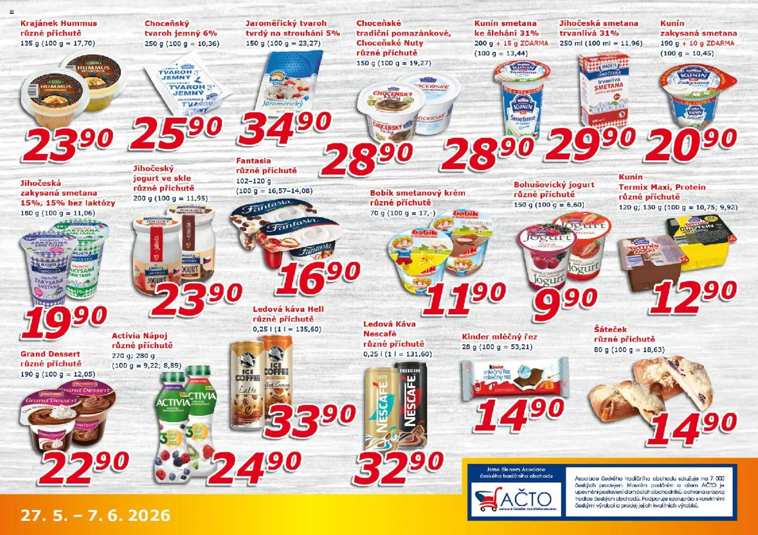 Eso market leták od 27.05.2026 | Strana: 5 | Produkty: Kinder mléčný řez, Ledová káva, Zakysaná smetana, Kinder