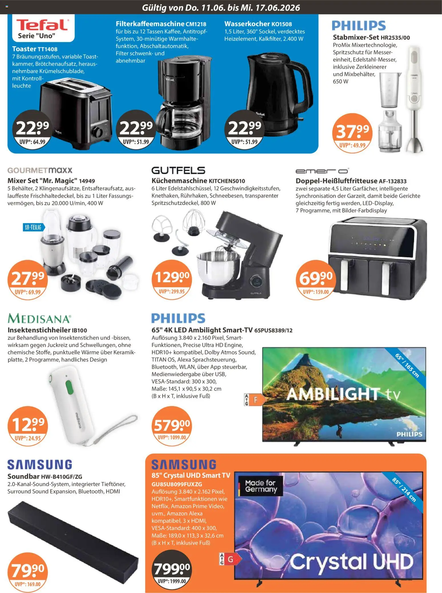 V-Markt Schwaben / Oberbayern – gültig ab 11.06.2026 | Seite: 14 | Produkte: Philips, Toast, Samsung, Soundbar