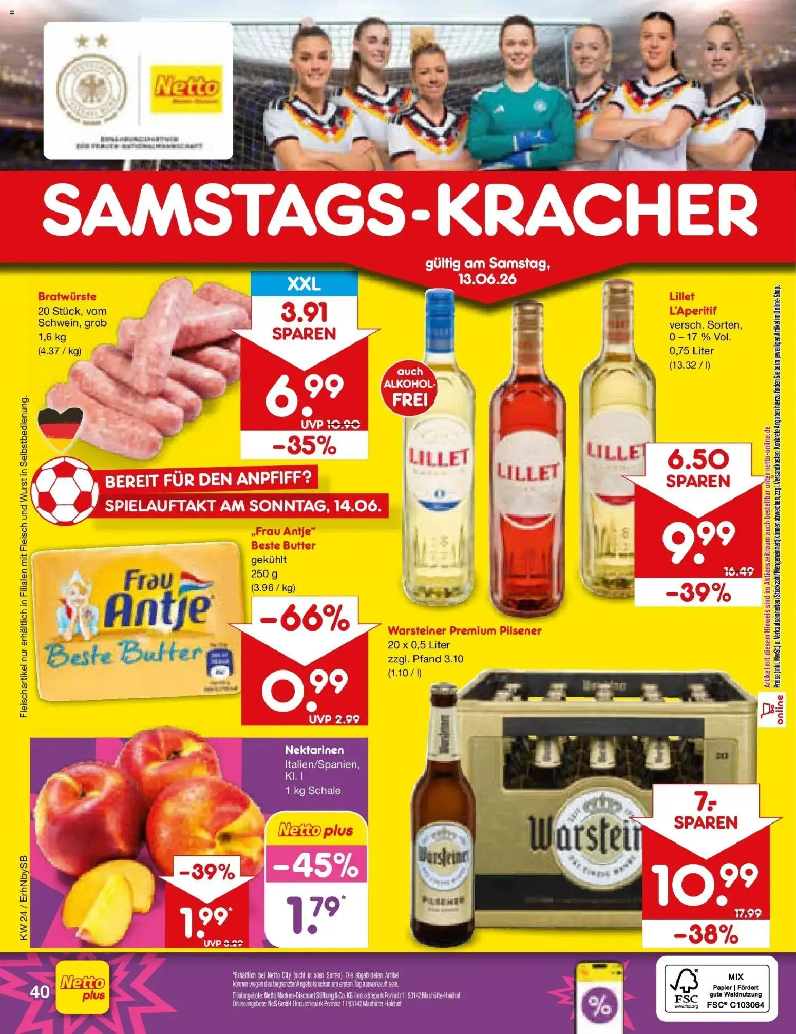 Netto Marken-Discount Prospekt Metten – gültig ab 08.06.2026 | Seite: 58 | Produkte: Nektarinen, Warsteiner, Wurst, Fleisch