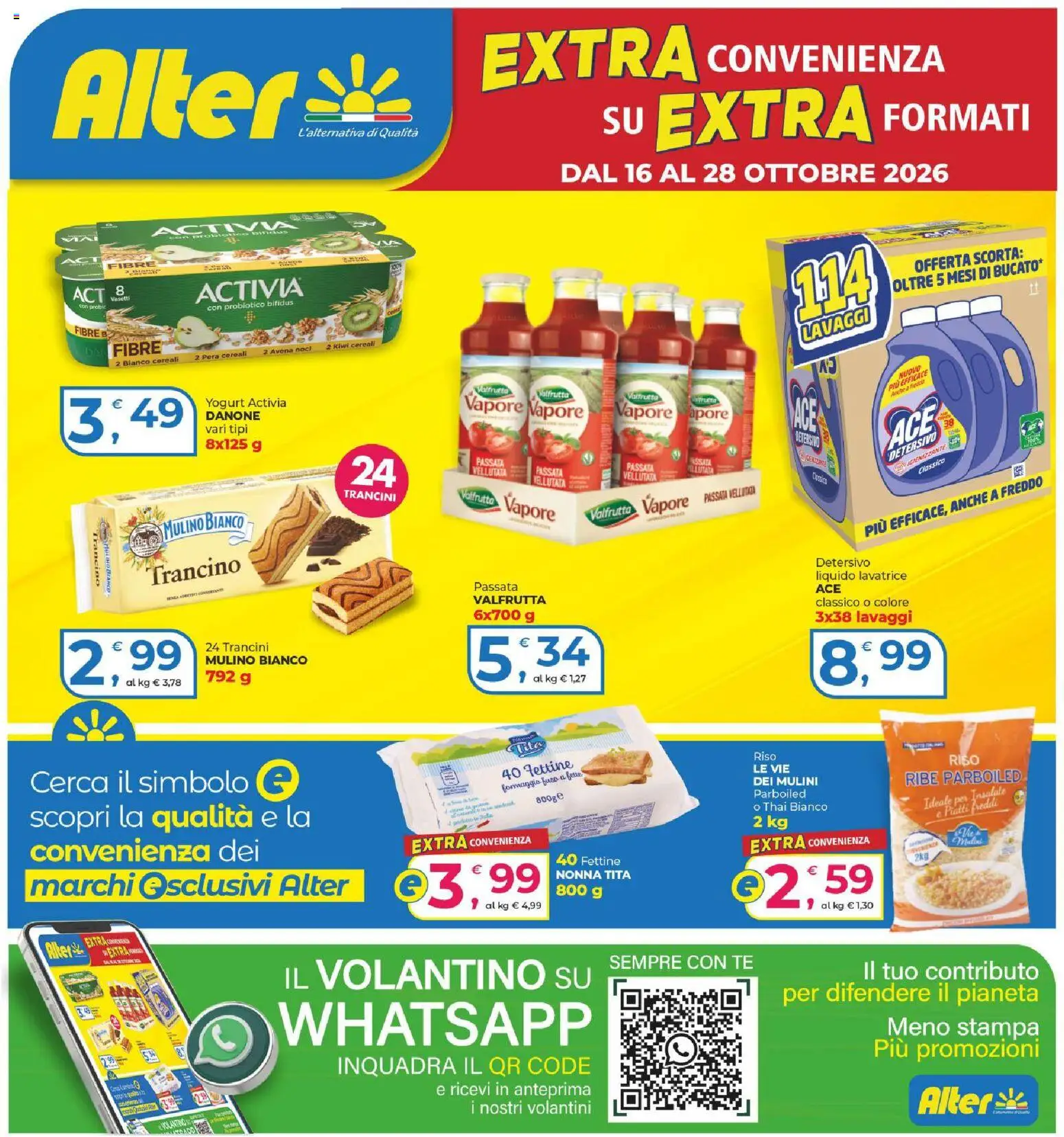 Volantino Alter Discount del 16/10/2026 | Pagina: 1 | Prodotti: Yogurt, Kiwi, Formaggio, Pera