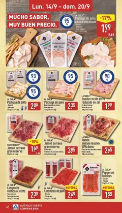 Vista previa LA TABLA® Embutidos de pavo, Chorizo, Salchichón. 150 g (17.93 €/kg) válido desde el 14/09/2026 | Página: 14 | Productos: Proteína, Jamón, Jamón cocido, Carne