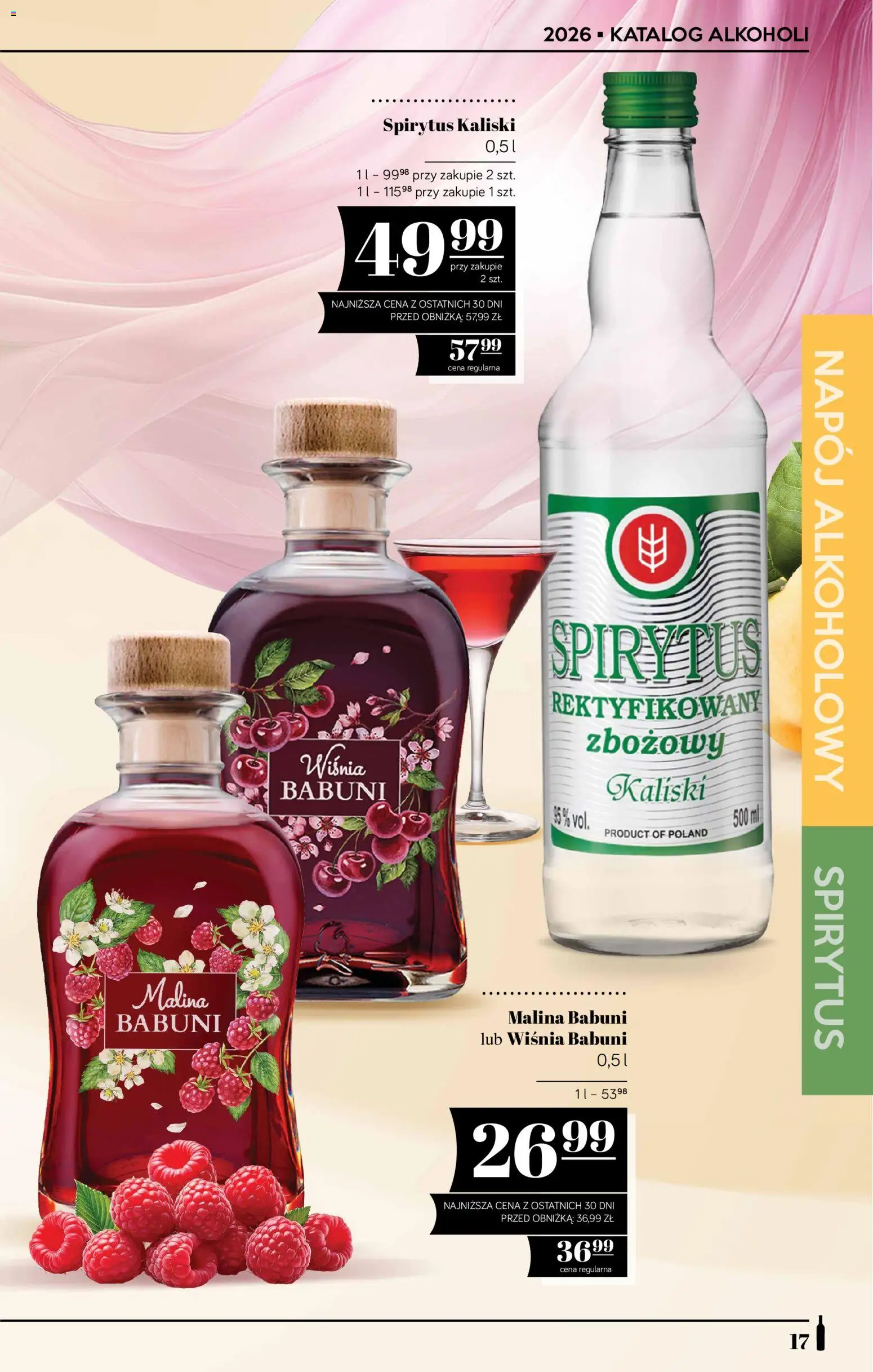 POLOmarket katalog - Alkoholi od 13.08.2026 | Strona: 17 | Produkty: Malina, Spirytus Kaliski, Spirytus rektyfikowany, Spirytus