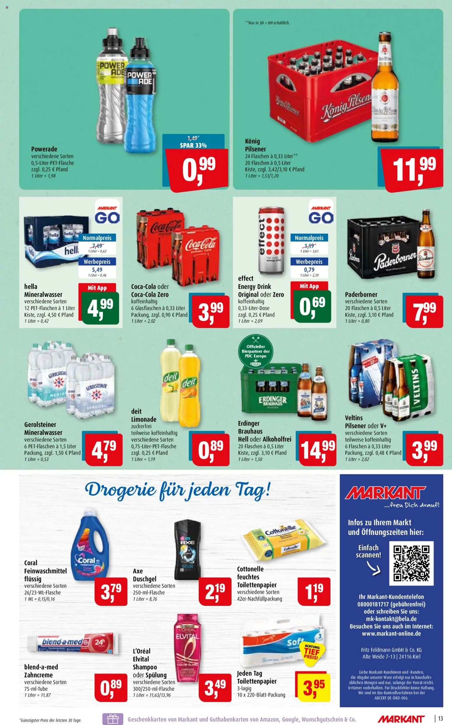Markant Prospekt 	 – gültig ab 26.05.2026 | Seite: 13 | Produkte: Coca cola, Energy, Duschgel, Gerolsteiner