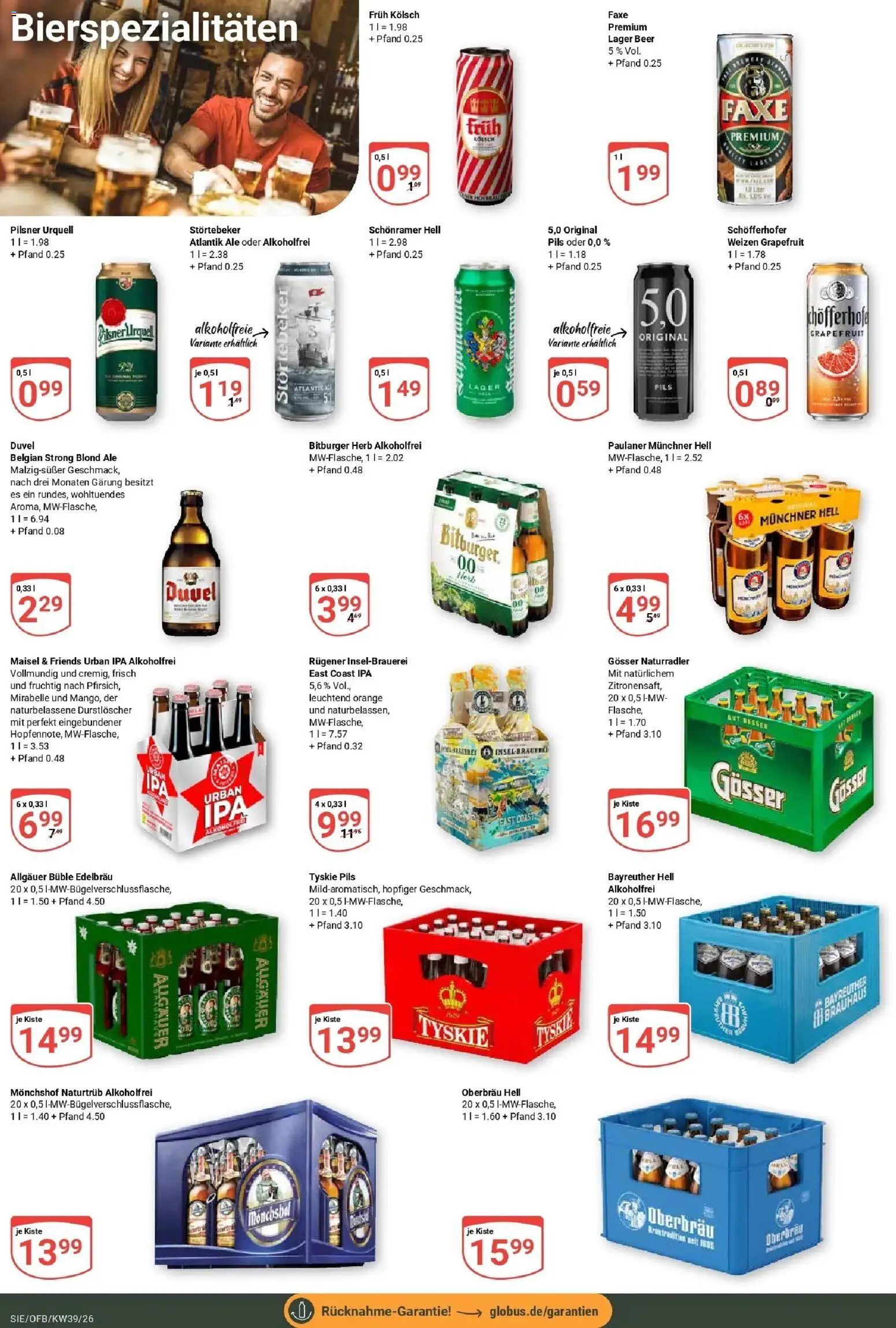 Globus Prospekt Siegen (ab 21.09.2026) » Angebote online | Seite: 28 | Produkte: Bitburger, Monchshof, Pils, Grapefruit