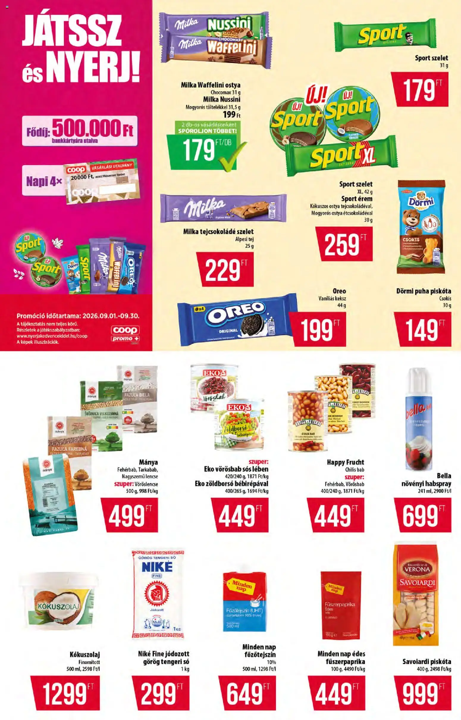 COOP akciós ujság - amely érvényes a következő dátumtól: 2026.09.10. | Oldal: 9 | Termékek: Főzőtejszín, Bella, Tej, Chilis bab
