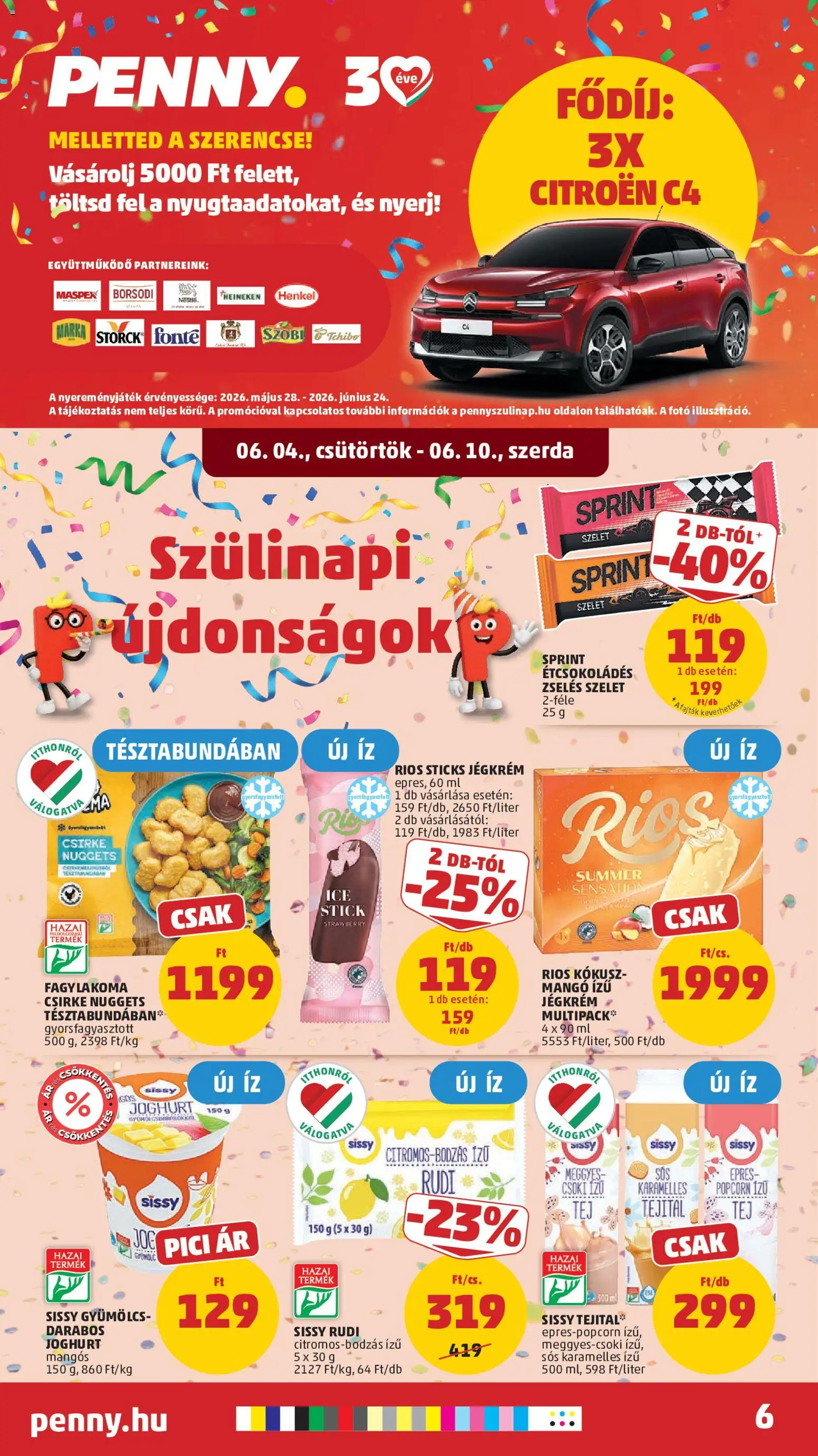 PENNY akciós ujság - amely érvényes a következő dátumtól: 04.06.2026 | Oldal: 10 | Termékek: Kokusz, Nuggets, Tej, Joghurt