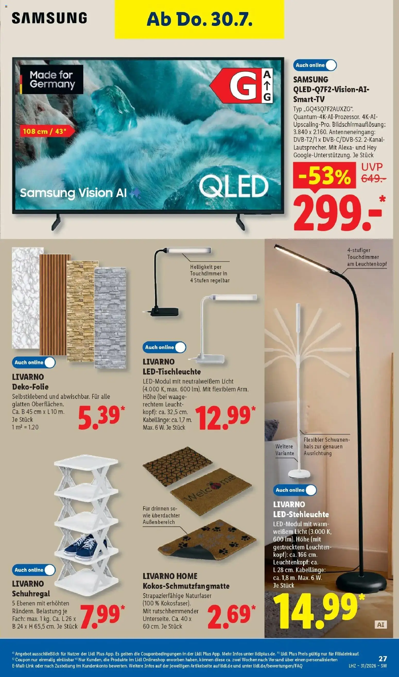 Lidl Prospekt Villingen-schwenningen – gültig ab 27.07.2026 | Seite: 43 | Produkte: Schuhregal, Samsung, Smart TV, TV