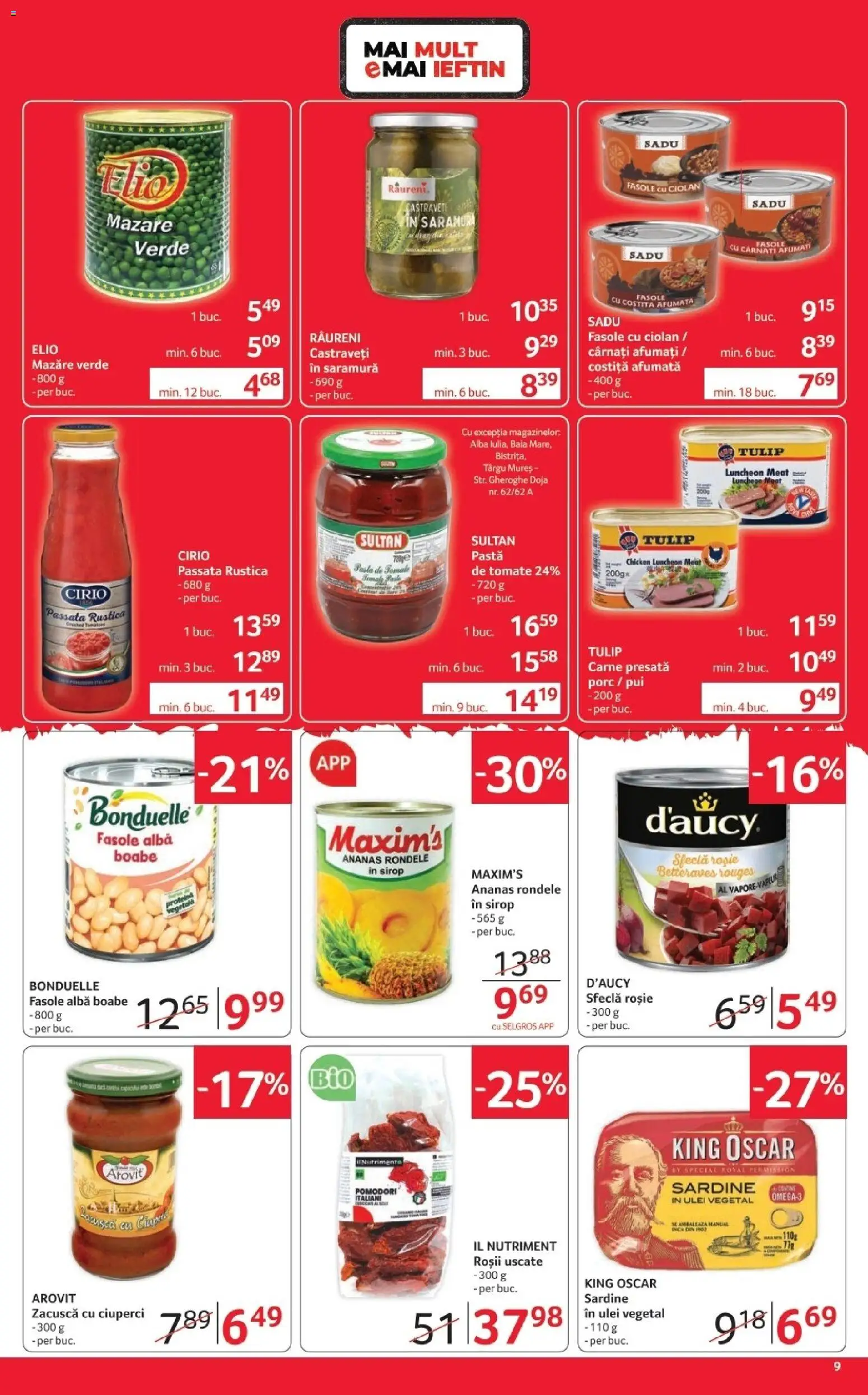 Noul catalog Selgros – valabil de la 16.10.2026 | Pagină: 9 | Produse: Castraveți, Zacuscă, Sardine, Cârnați