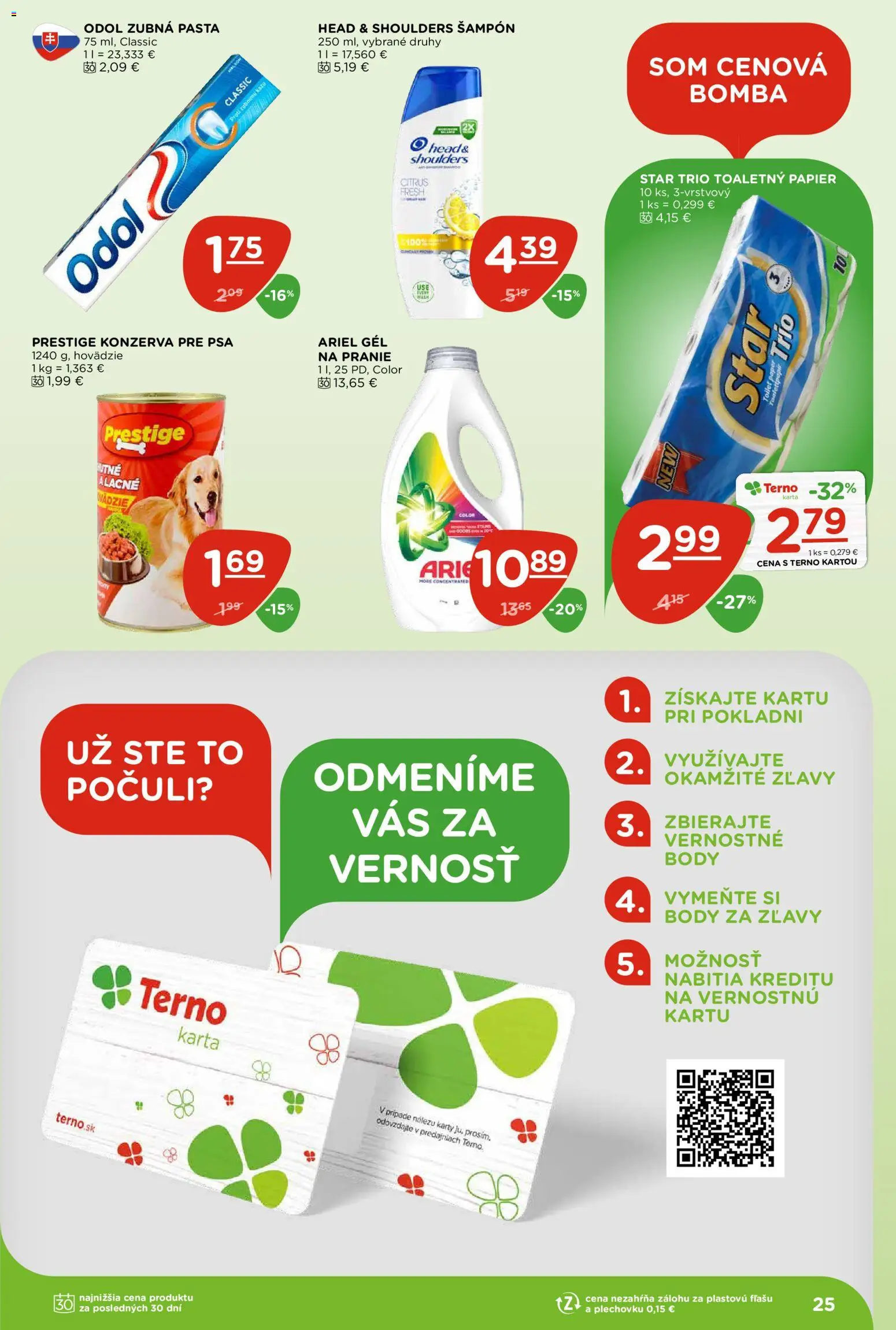 Nové Terno akcie – leták je platný od 17.09.2026 | Strana: 25 | Produkty: Šampón, Zubná pasta, Ariel, Head & Shoulders