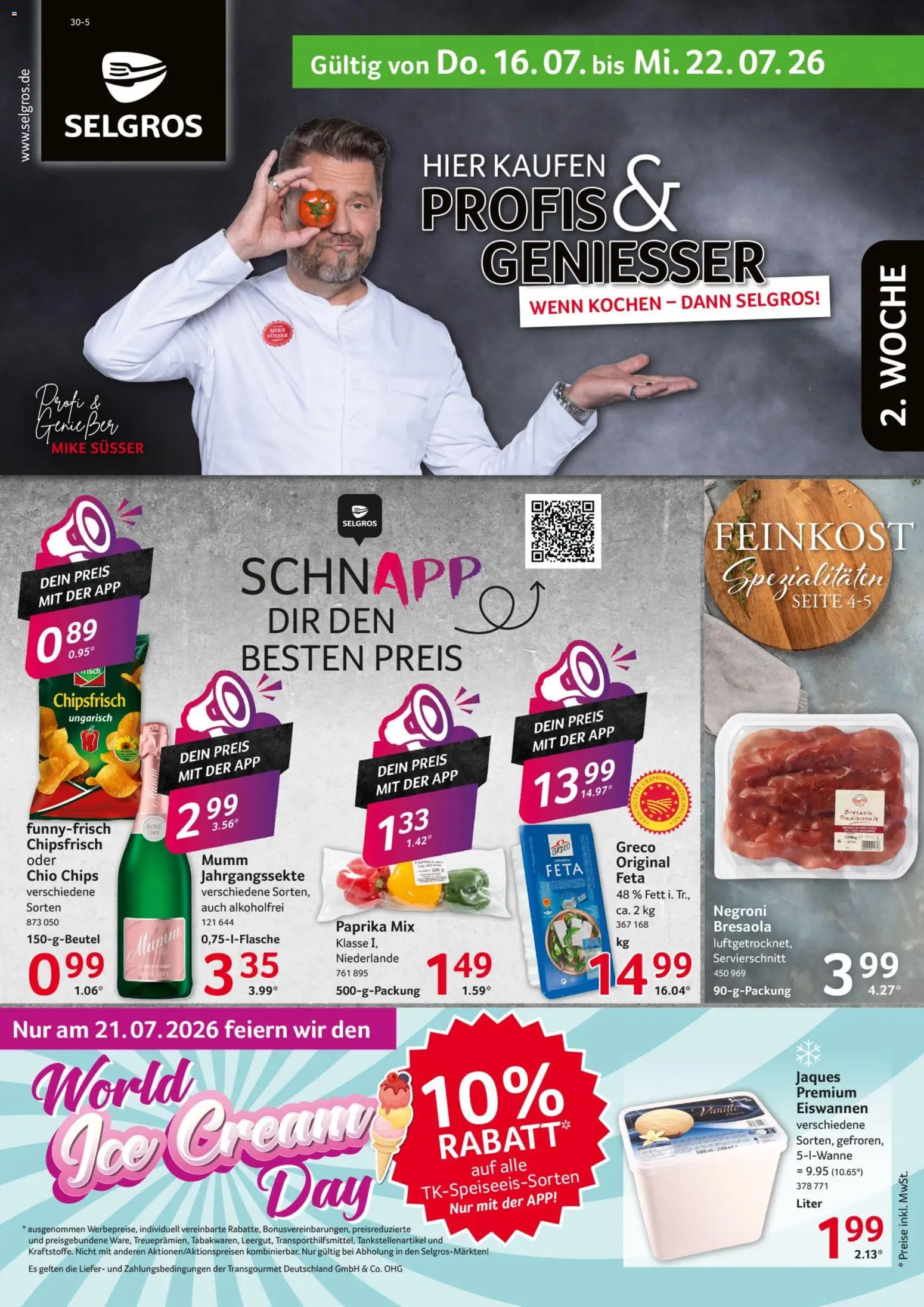 Selgros Prospekt – gültig ab 16.07.2026 | Seite: 1 | Produkte: Feta, Paprika, Chips