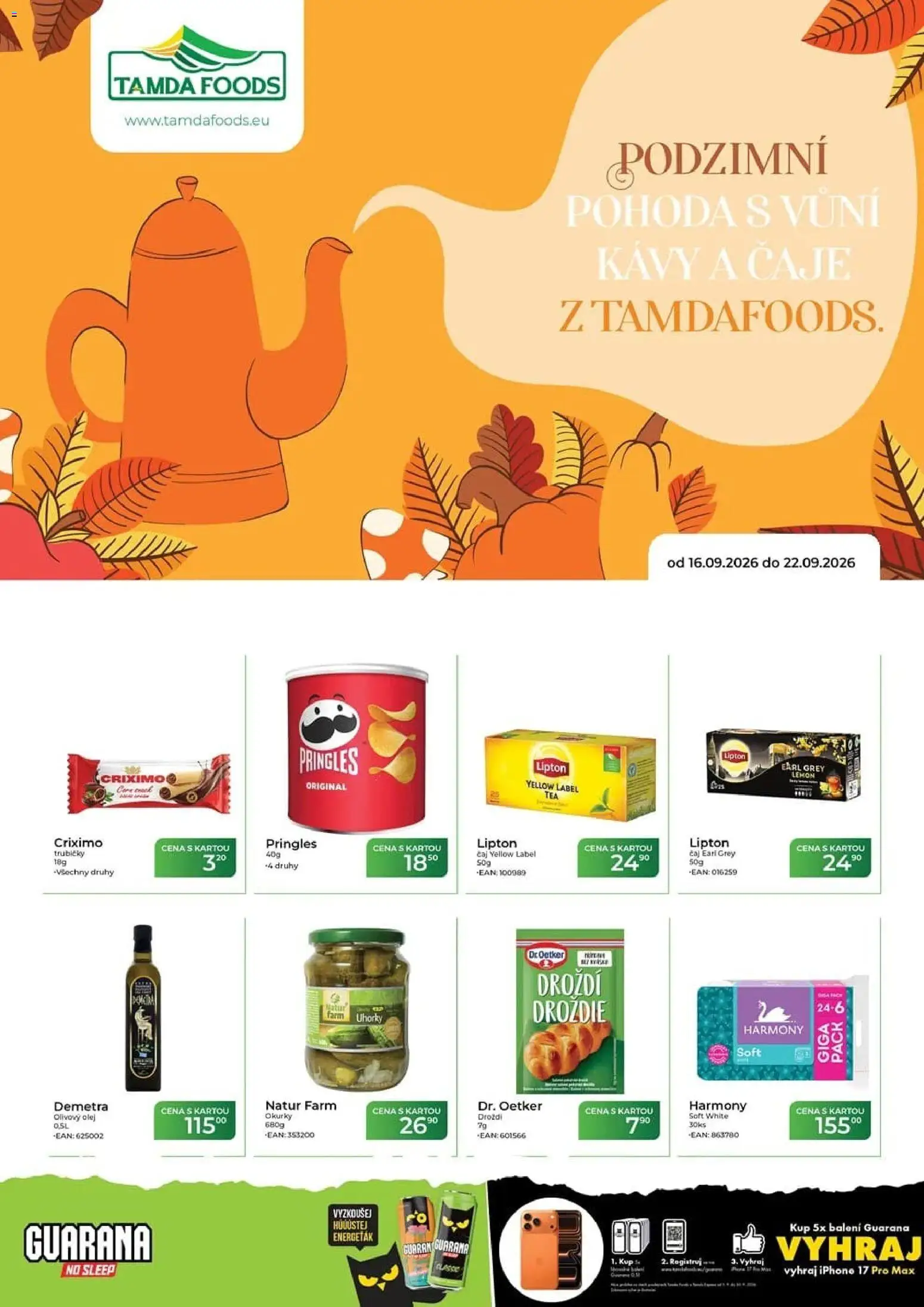 Tamda Foods leták od 16.09.2026 | Strana: 1 | Produkty: Olivový olej, Olej, Pringles, Droždí
