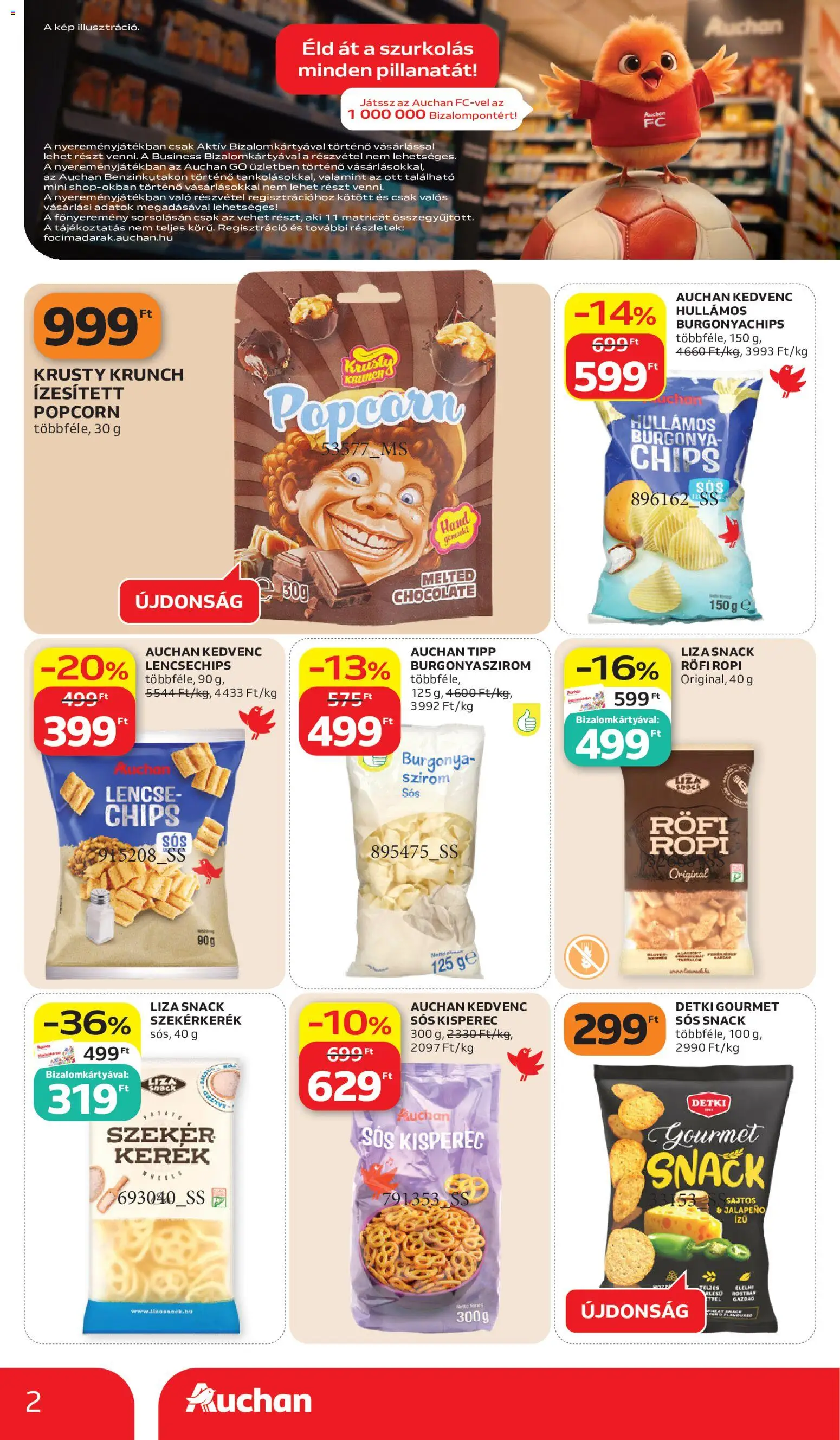 Auchan akciós ujság - amely érvényes a következő dátumtól: 11.06.2026 | Oldal: 2 | Termékek: Chips, Burgonya, Popcorn, Lencse