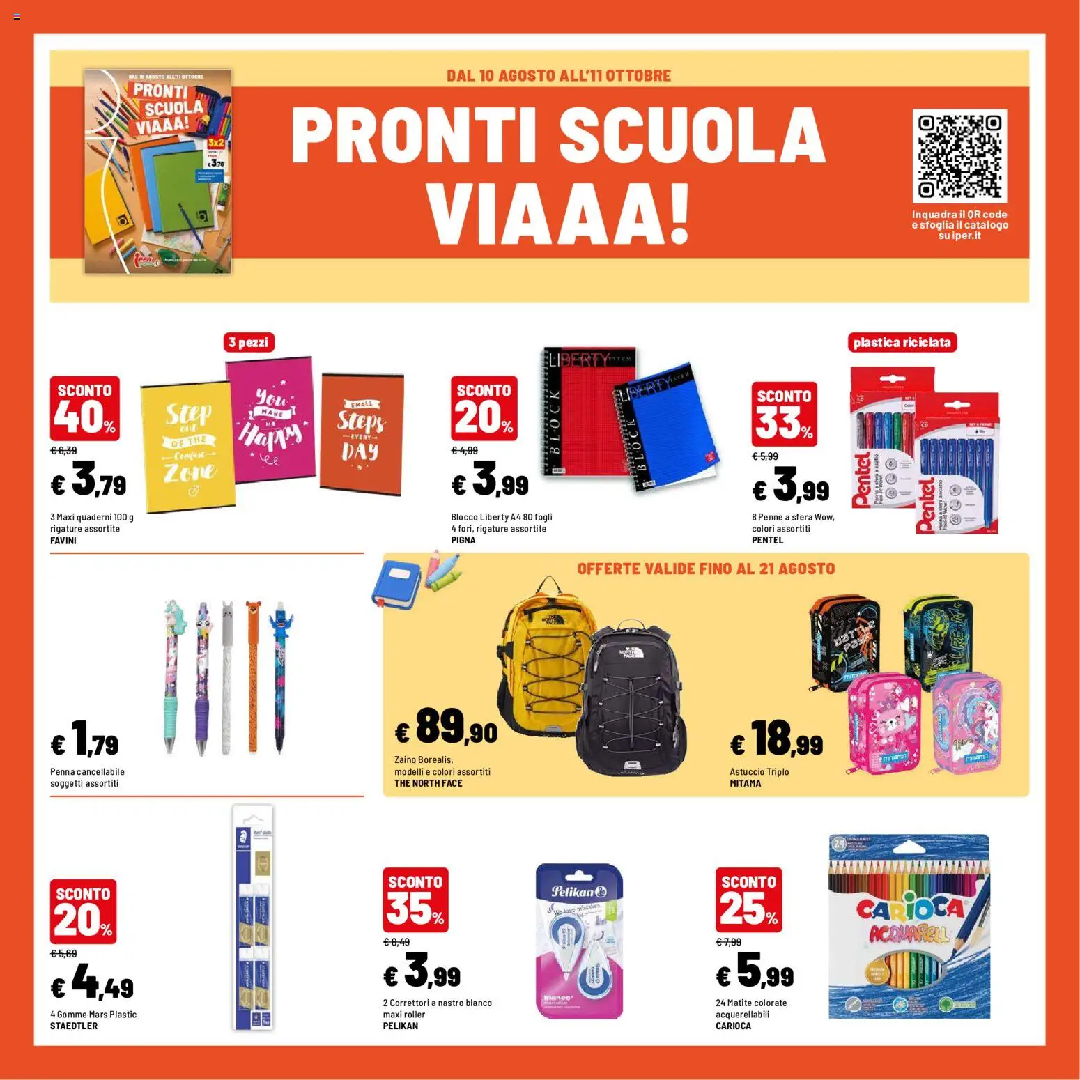 Volantino Iper del 10/08/2026 | Pagina: 32 | Prodotti: Zaino, The, Astuccio, Matite colorate
