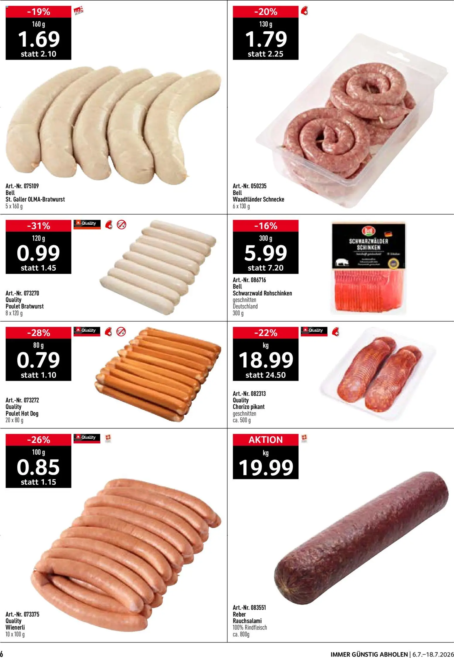 Prodega Aktionen Take Away – gültig ab 06.07.2026 | Seite: 6 | Produkte: Schinken, Rindfleisch