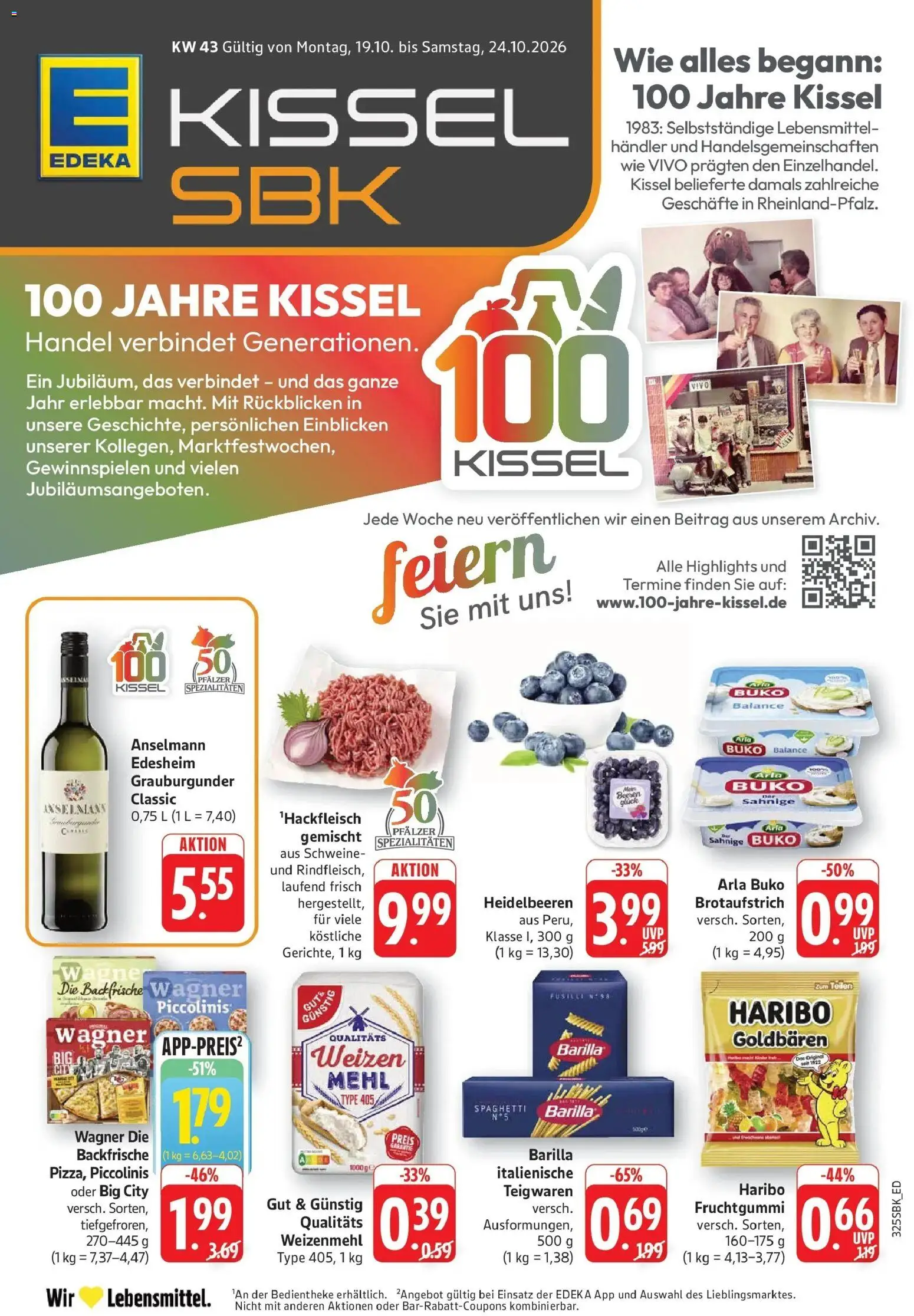 Edeka Prospekt Walldorf (ab 19.10.2026) » Angebote Online | Seite: 3 | Produkte: Spaghetti, Weizenmehl, Heidelbeeren, Arla buko