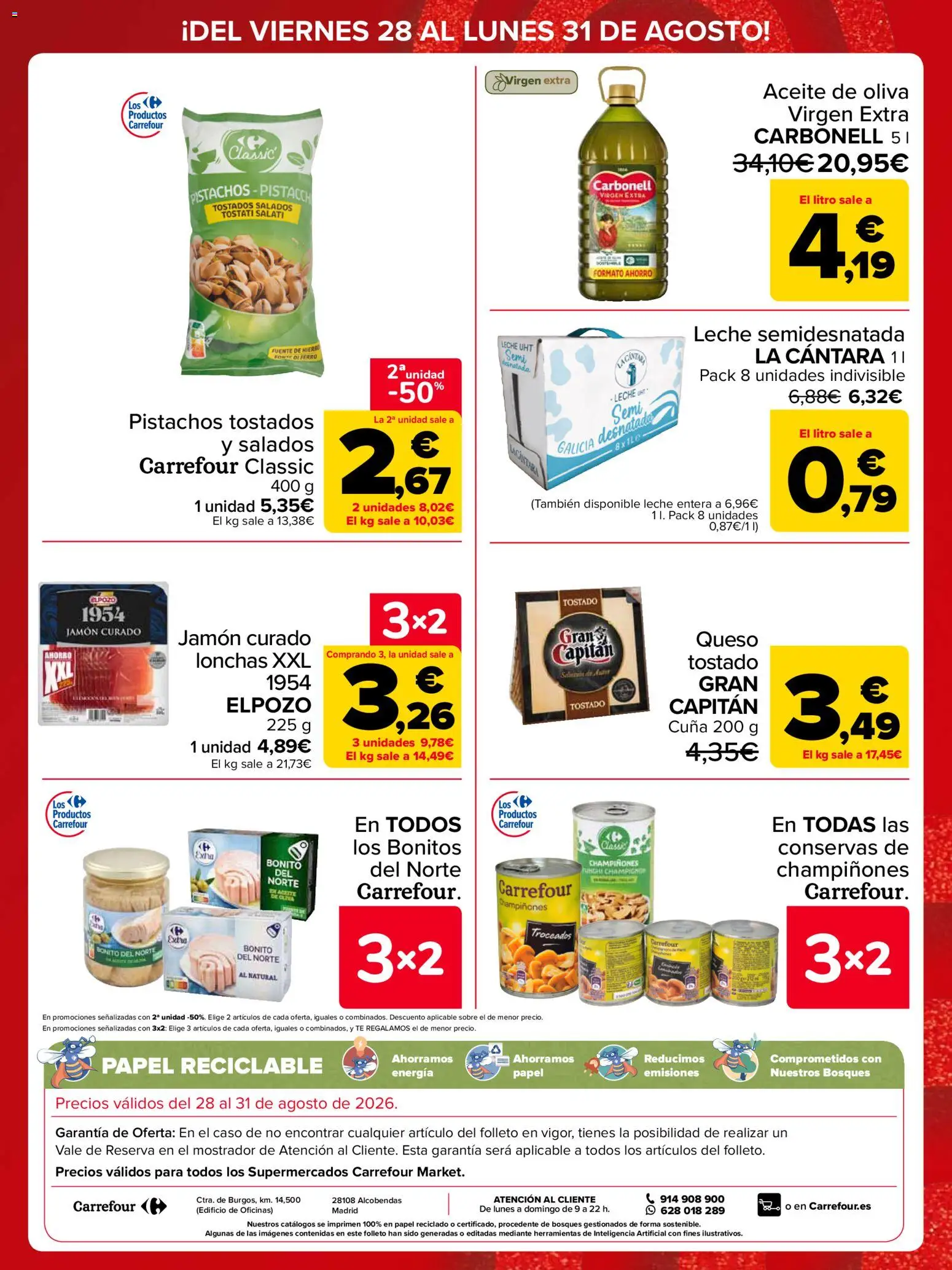 Carrefour Market Precio Imbatible │ válido desde el 28/08/2026 | Página: 2 | Productos: Leche semidesnatada, Leche, Aceite, Pistachos