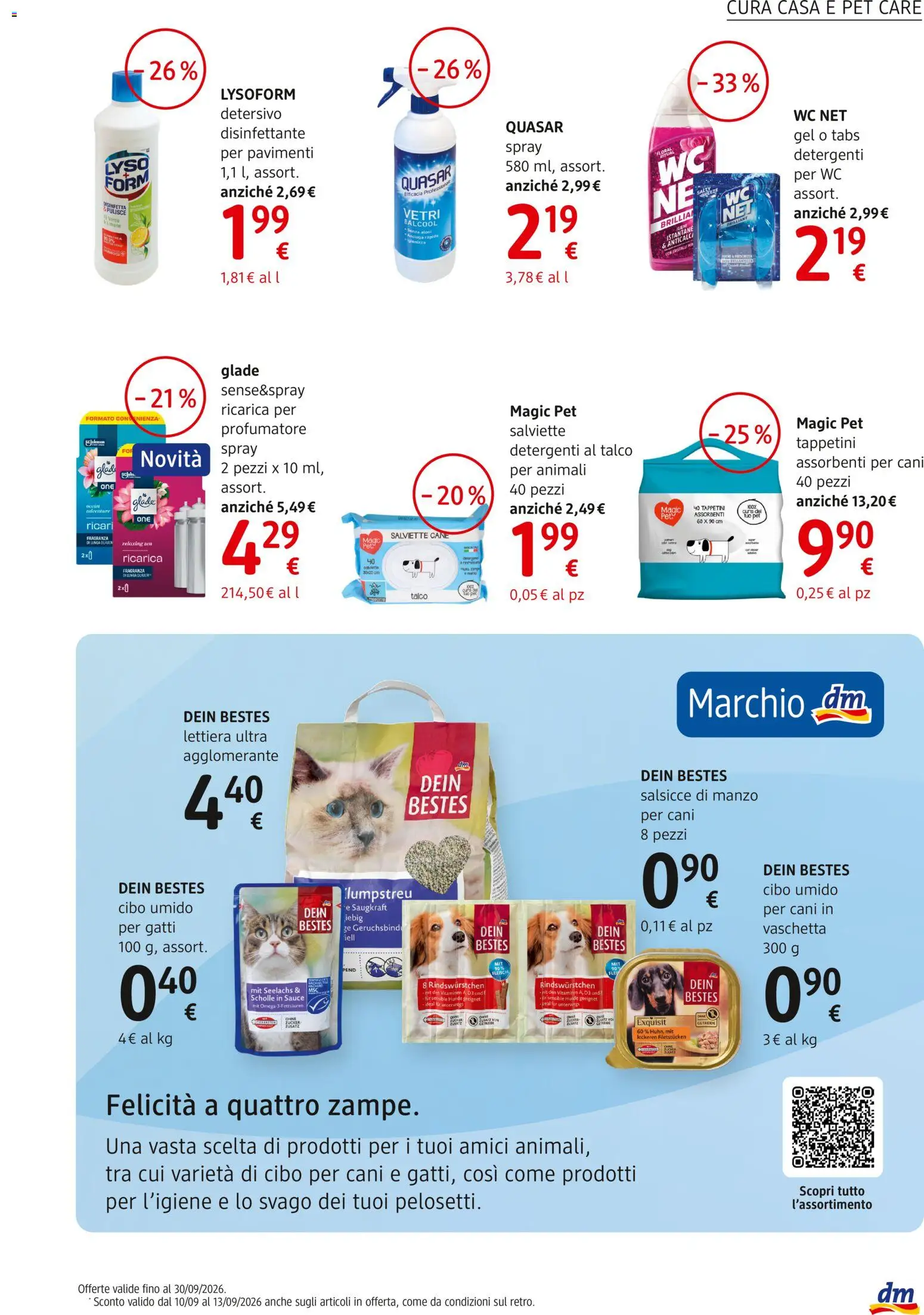 Volantino dm drogerie markt del 10/09/2026 | Pagina: 13 | Prodotti: Assorbenti, Cibo per cani, Salsicce, Fragranza