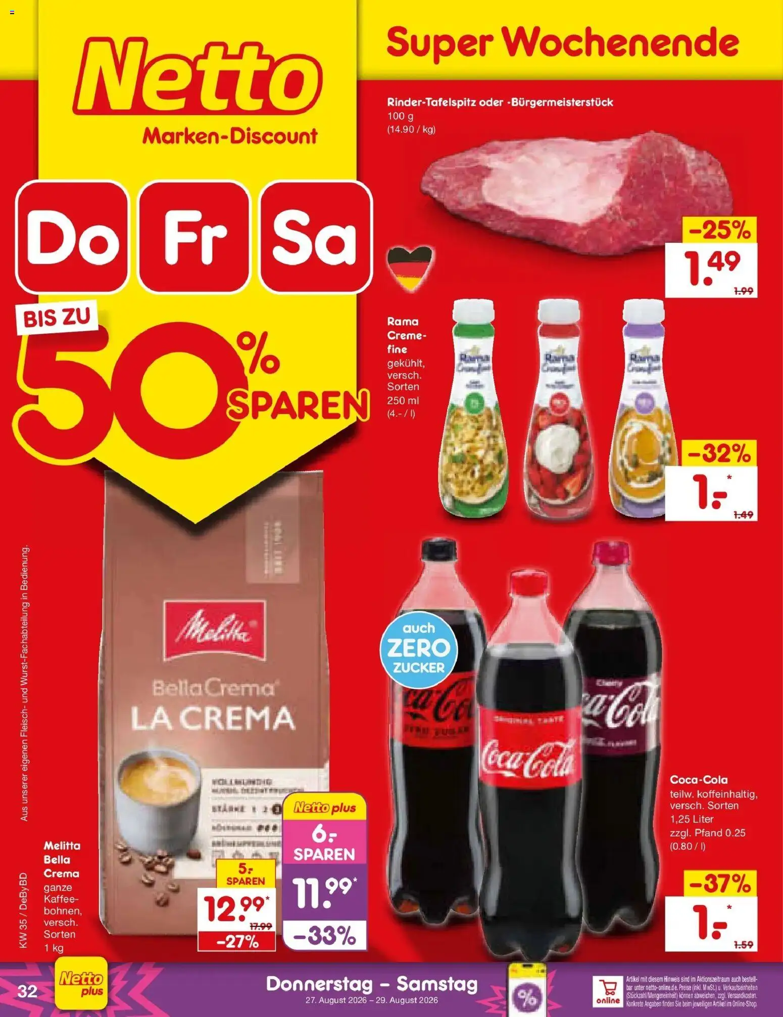 Netto Marken-Discount Prospekt Buttenwiesen – gültig ab 24.08.2026 | Seite: 46 | Produkte: Melitta, Rama, Cola, Kaffee