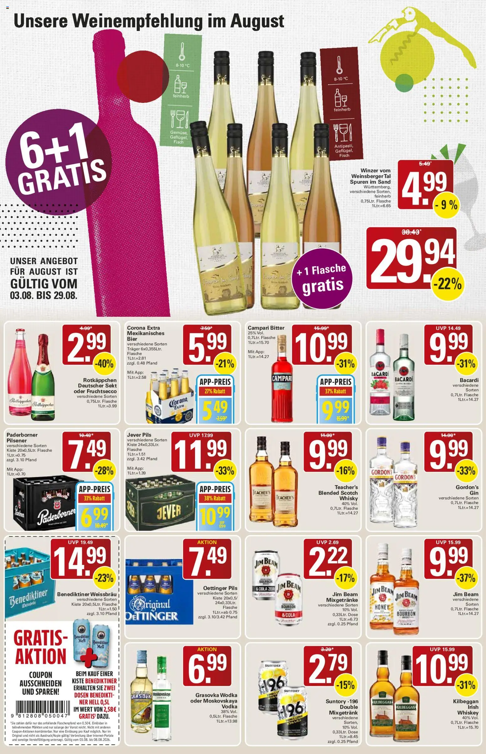 WEZ Prospekt – gültig ab 03.08.2026 | Seite: 13 | Produkte: Bacardi, Sekt, Oettinger, Fruchtsecco