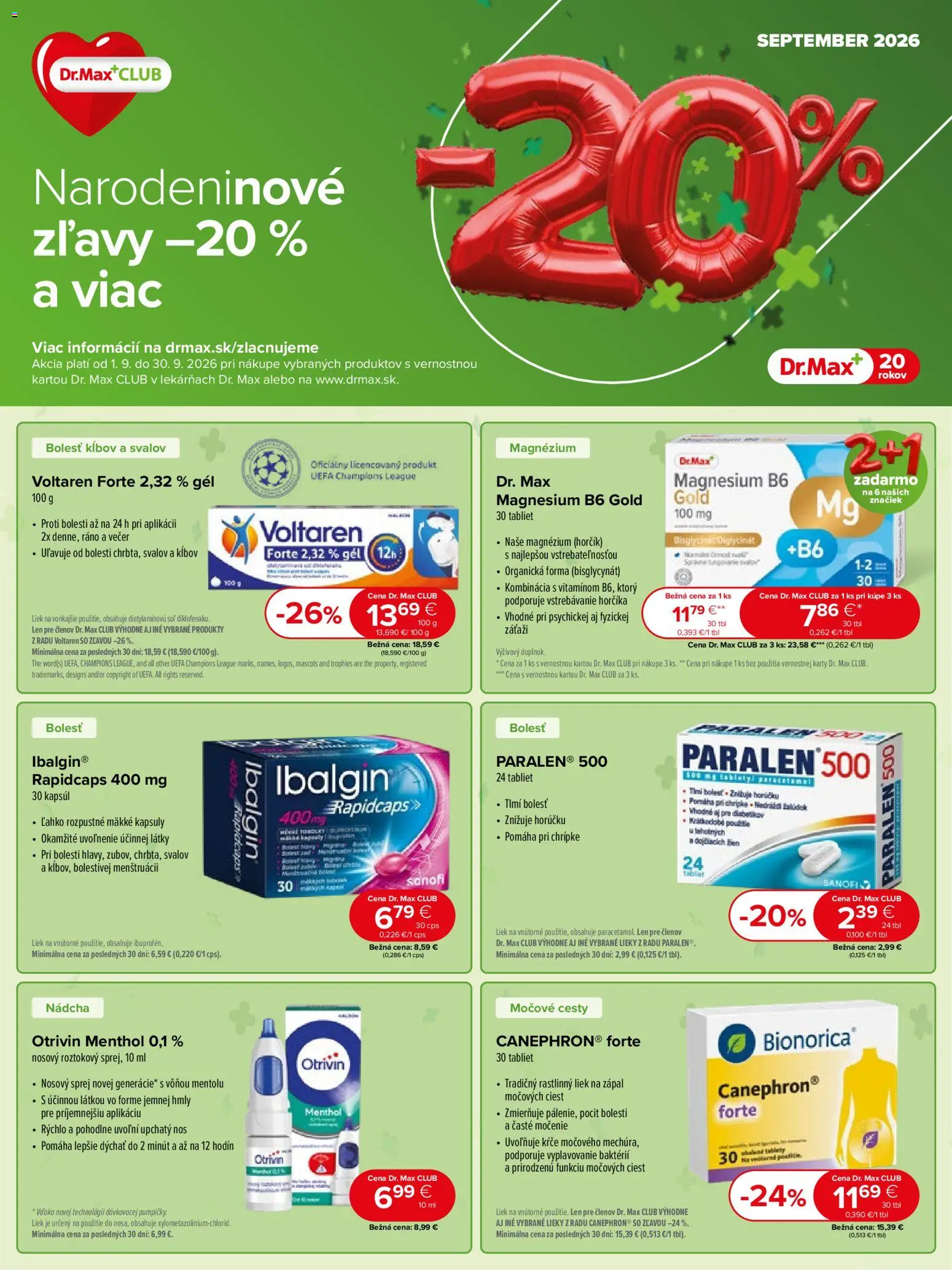 Nové Dr. Max akcie – leták je platný od 01.09.2026 | Strana: 1 | Produkty: Tablet, Voltaren, Soľ