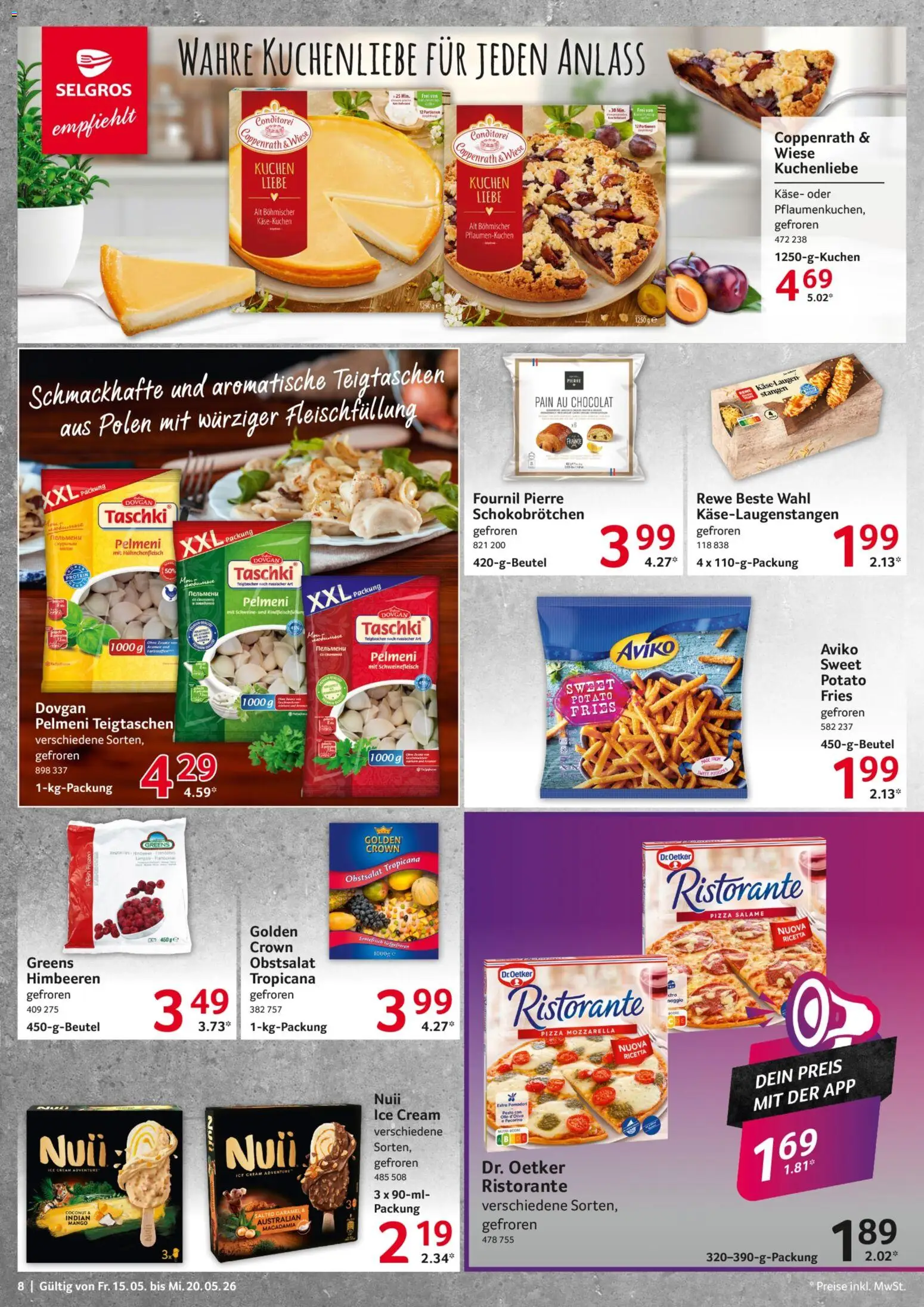 Selgros Prospekt 	 – gültig ab 15.05.2026 | Seite: 8 | Produkte: Käse, Mozzarella, Schweinefleisch, Kuchen