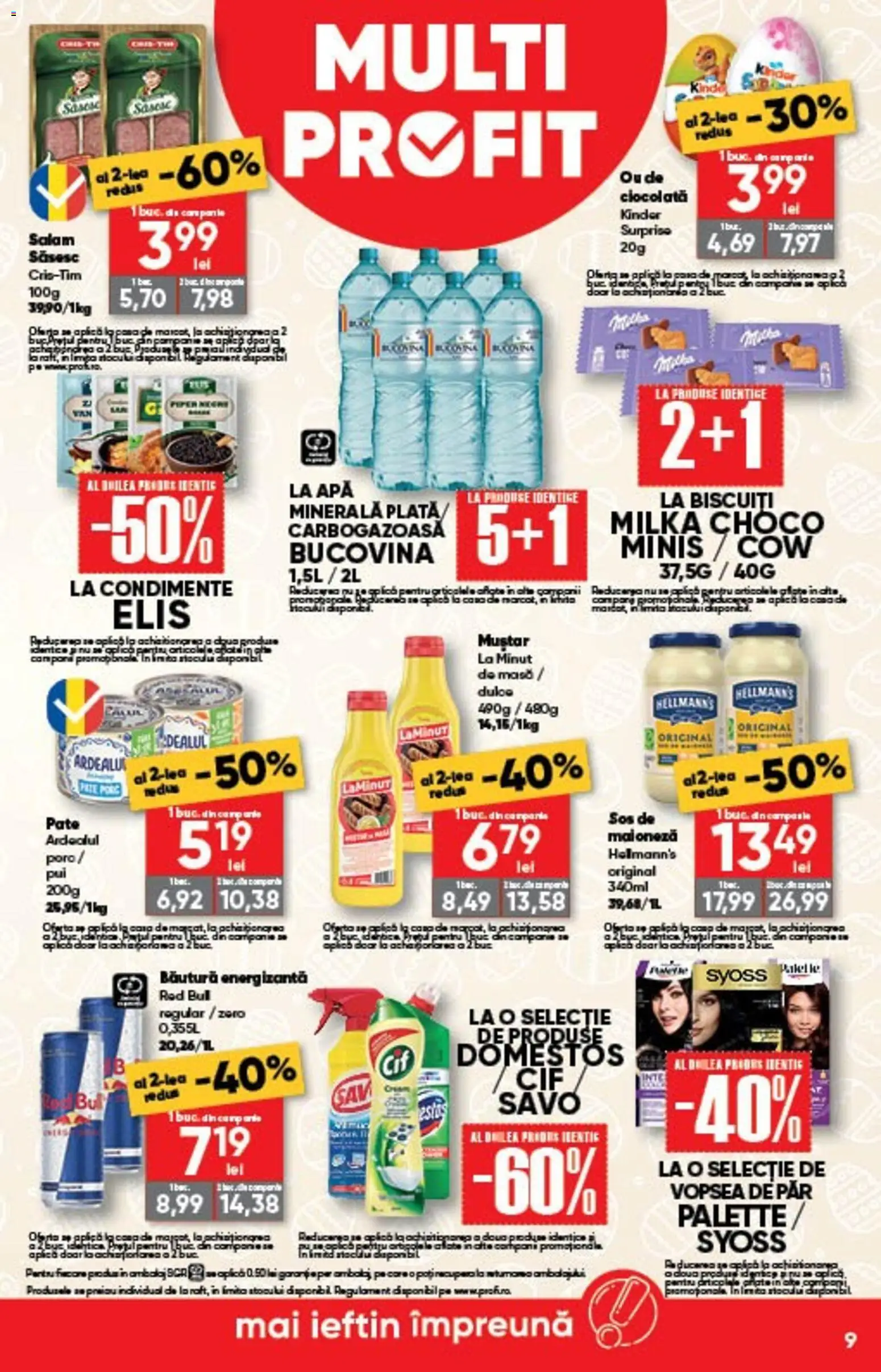 Noul catalog Profi – valabil de la 01.04.2026 | Pagină: 9 | Produse: Yazı tahtası kalemi, Salam, Băutură energizantă, Sos