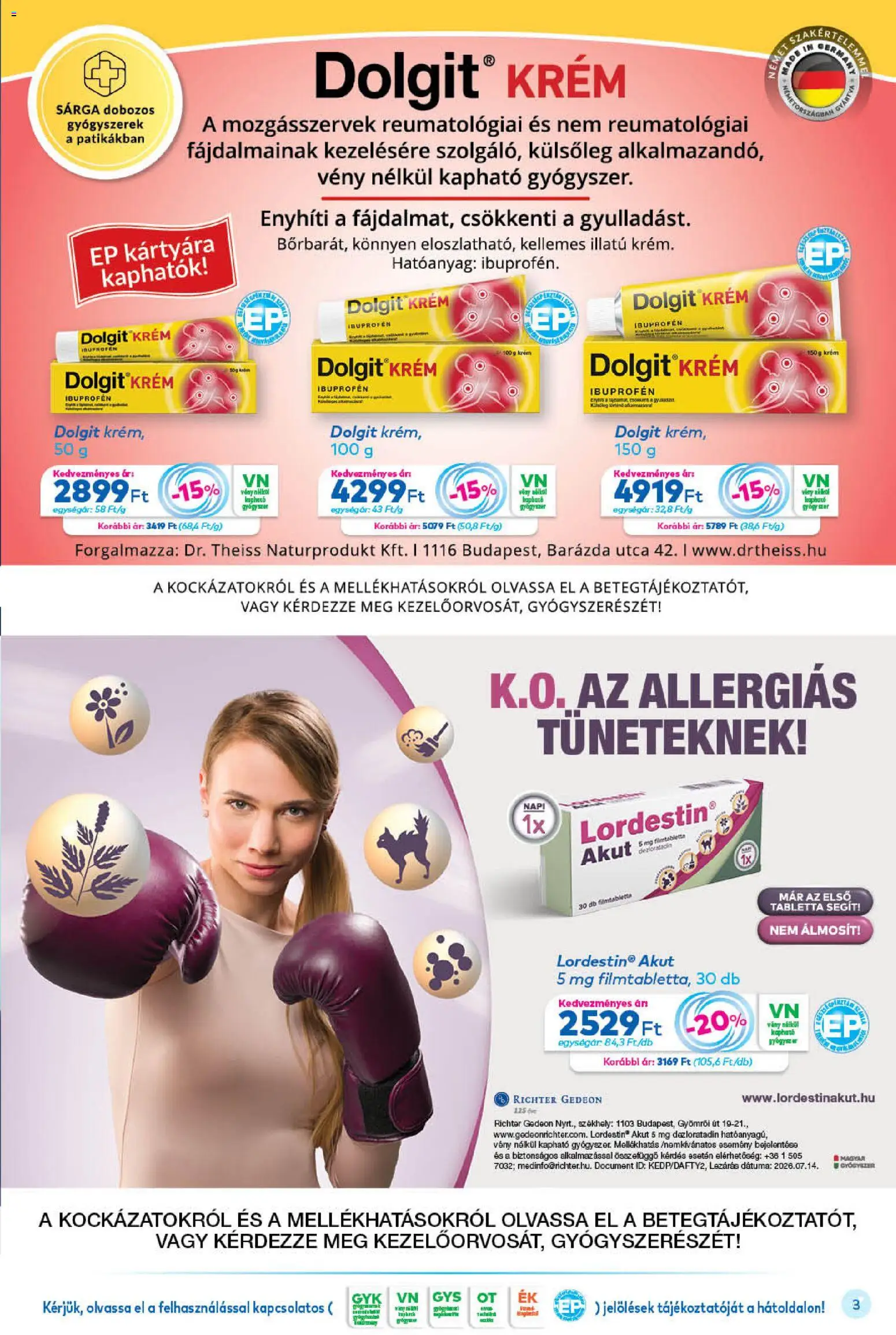 Gyöngy Patikák akciós ujság - amely érvényes a következő dátumtól: 2026.09.01. | Oldal: 3 | Termékek: Ibuprofen, Krém, Tabletta, Gyógyszerek