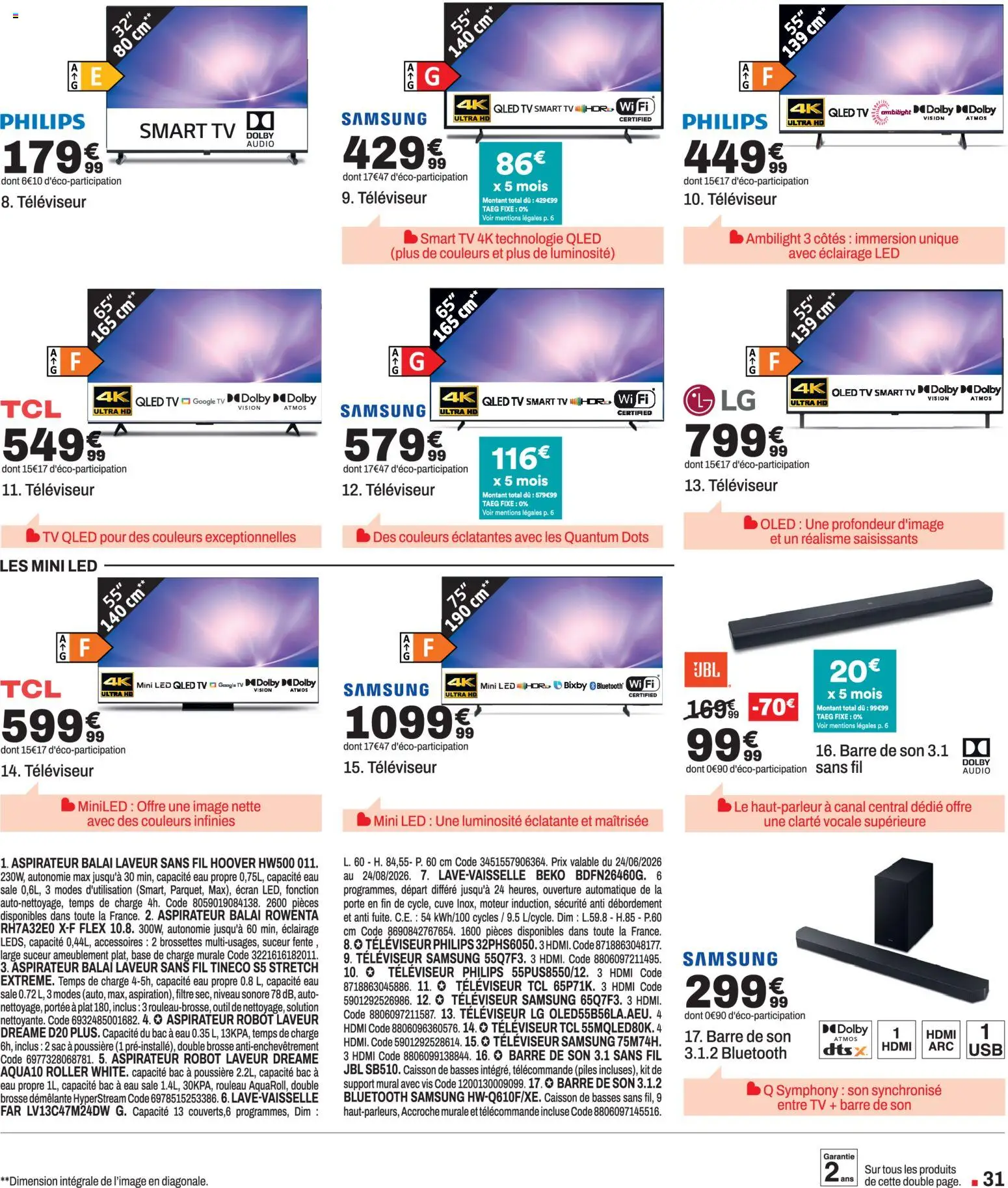 {H1} | Page: 31 | Produits: Brosse démêlante, JBL, TV Samsung, Aspirateur robot